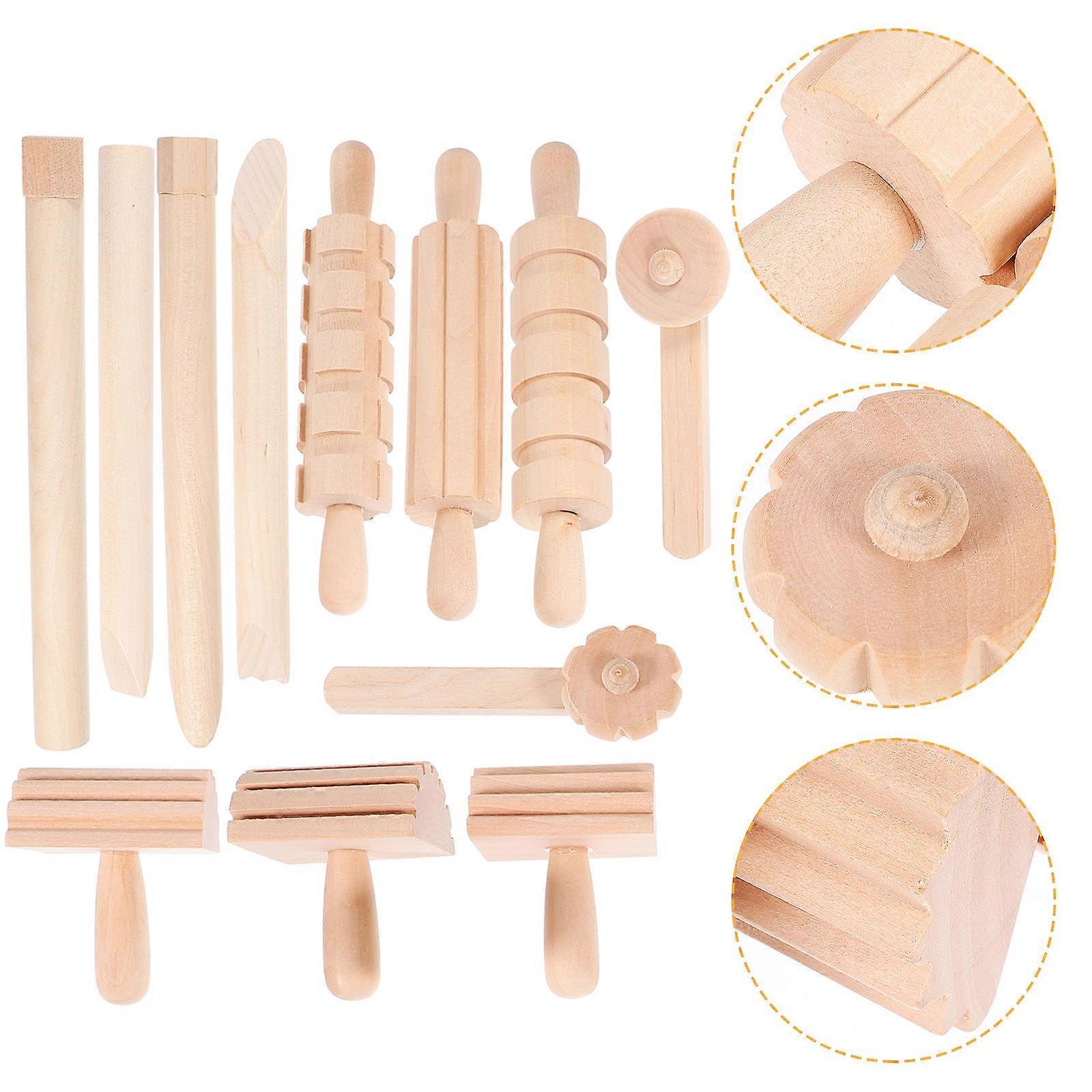 Wooden Clay Texture Roller for Polymer Clay Perfect for Home Use Beige Color Lightweight and Durable 12pcs