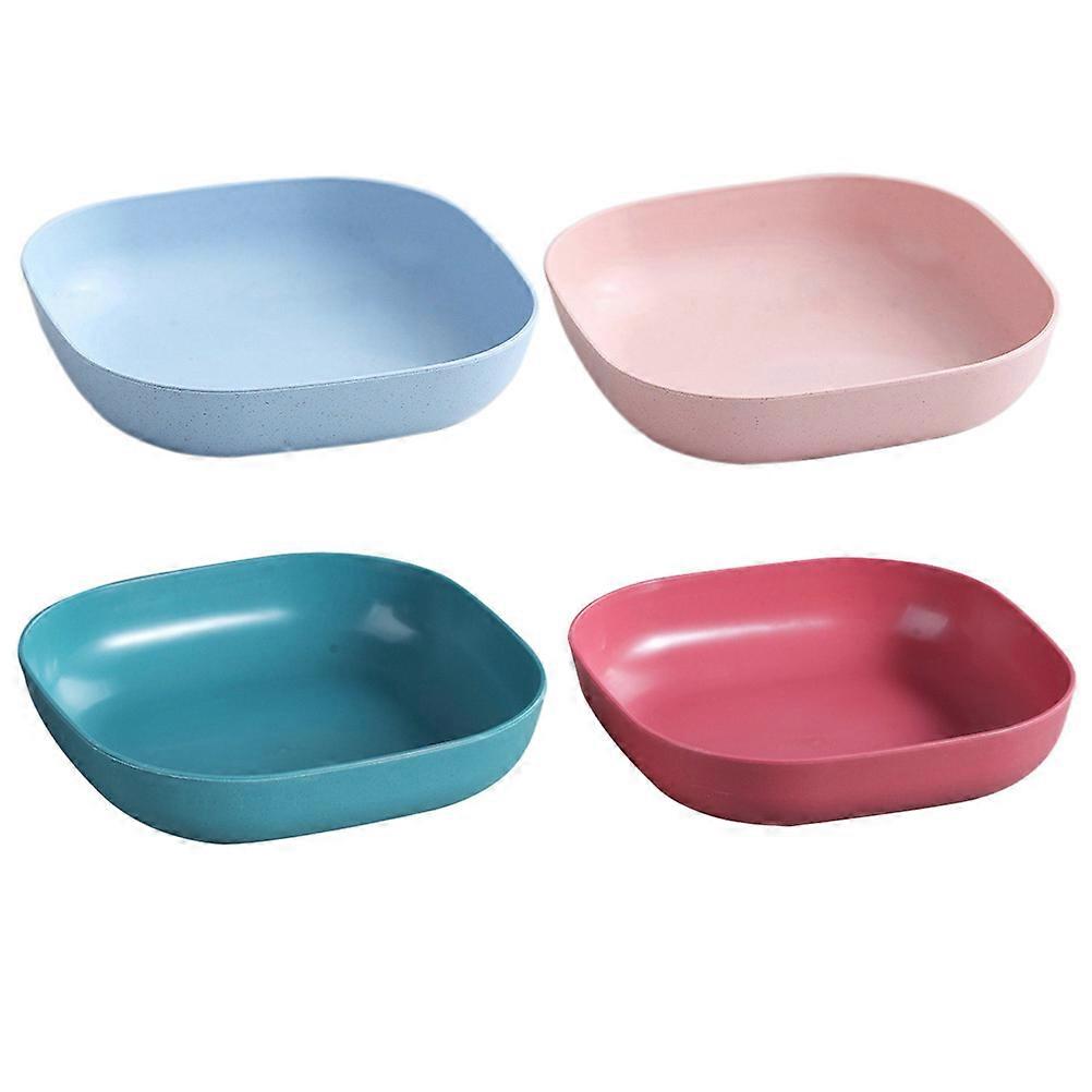 Assorted Color Square Salad Bowls Set of 4 Lightweight Fiber Stackable Food Dishes for Home