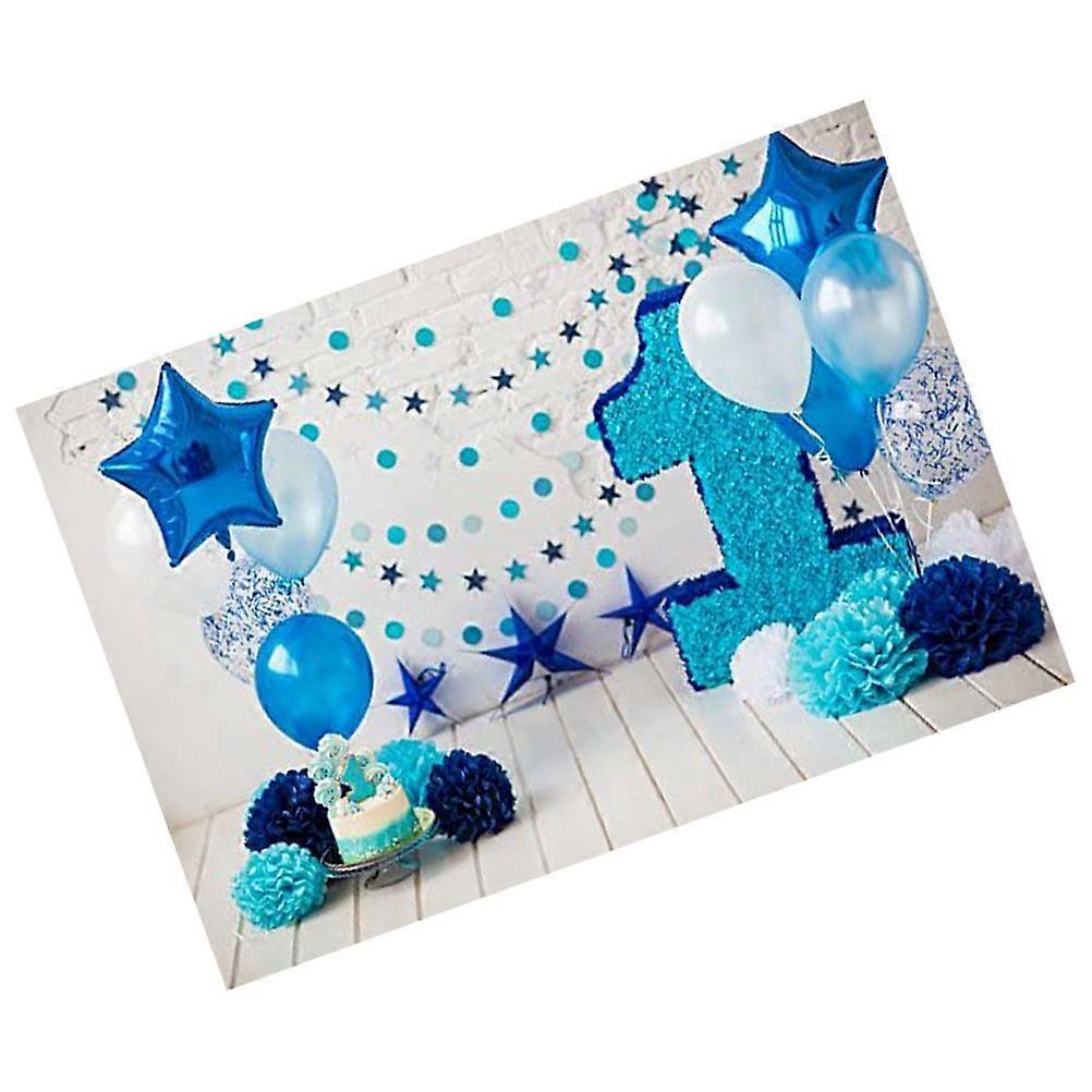 Happy Birthday Backdrop 150x210cm Photography Background Cloth Waterproof For Studio Photography And Home Decor In Beautiful Sky-Blue 1Set