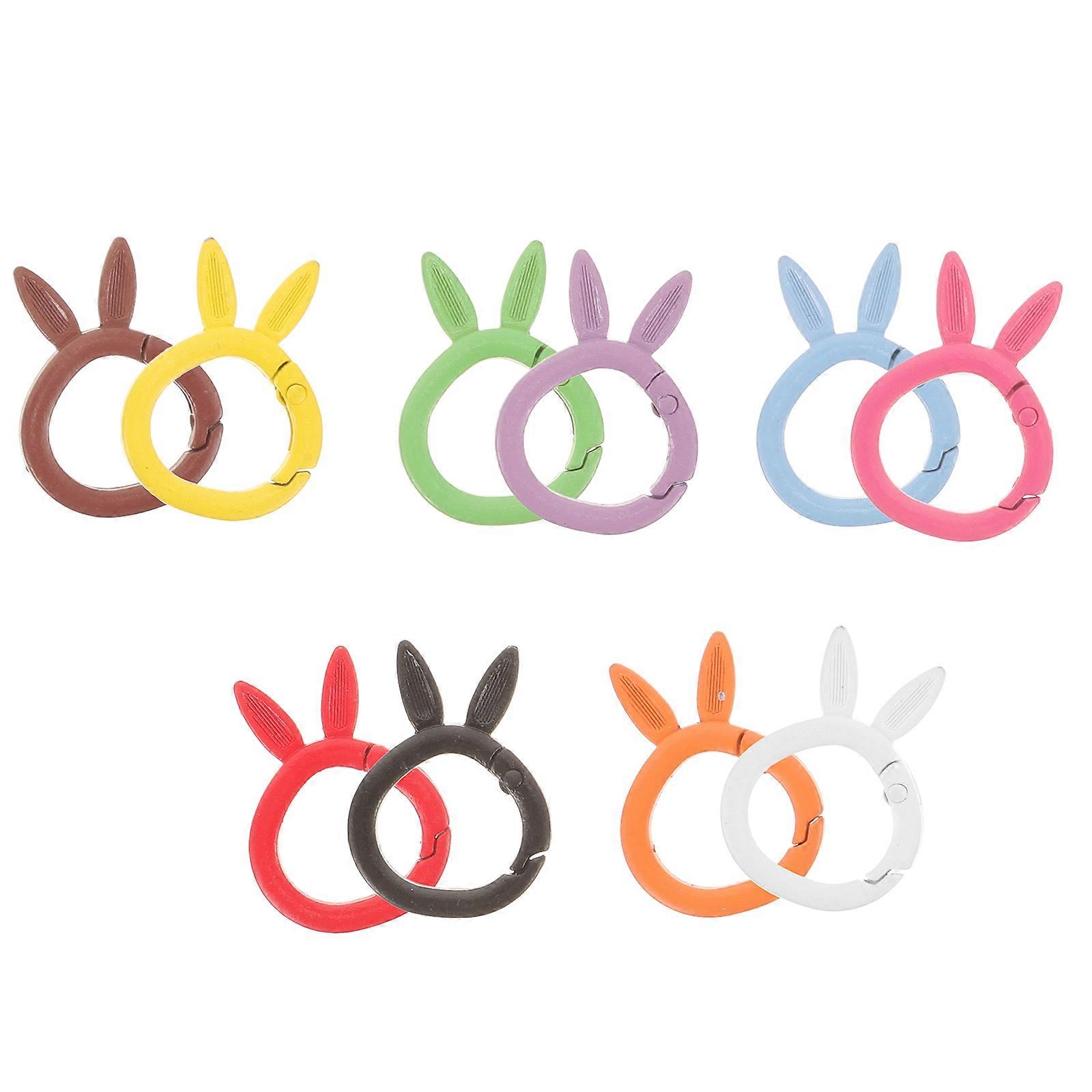 Candy Color Metal Rabbit Keychains – 10pcs DIY Craft Supplies for Handmade Gifts, Graduation & Family – Retro Portable Key Rings