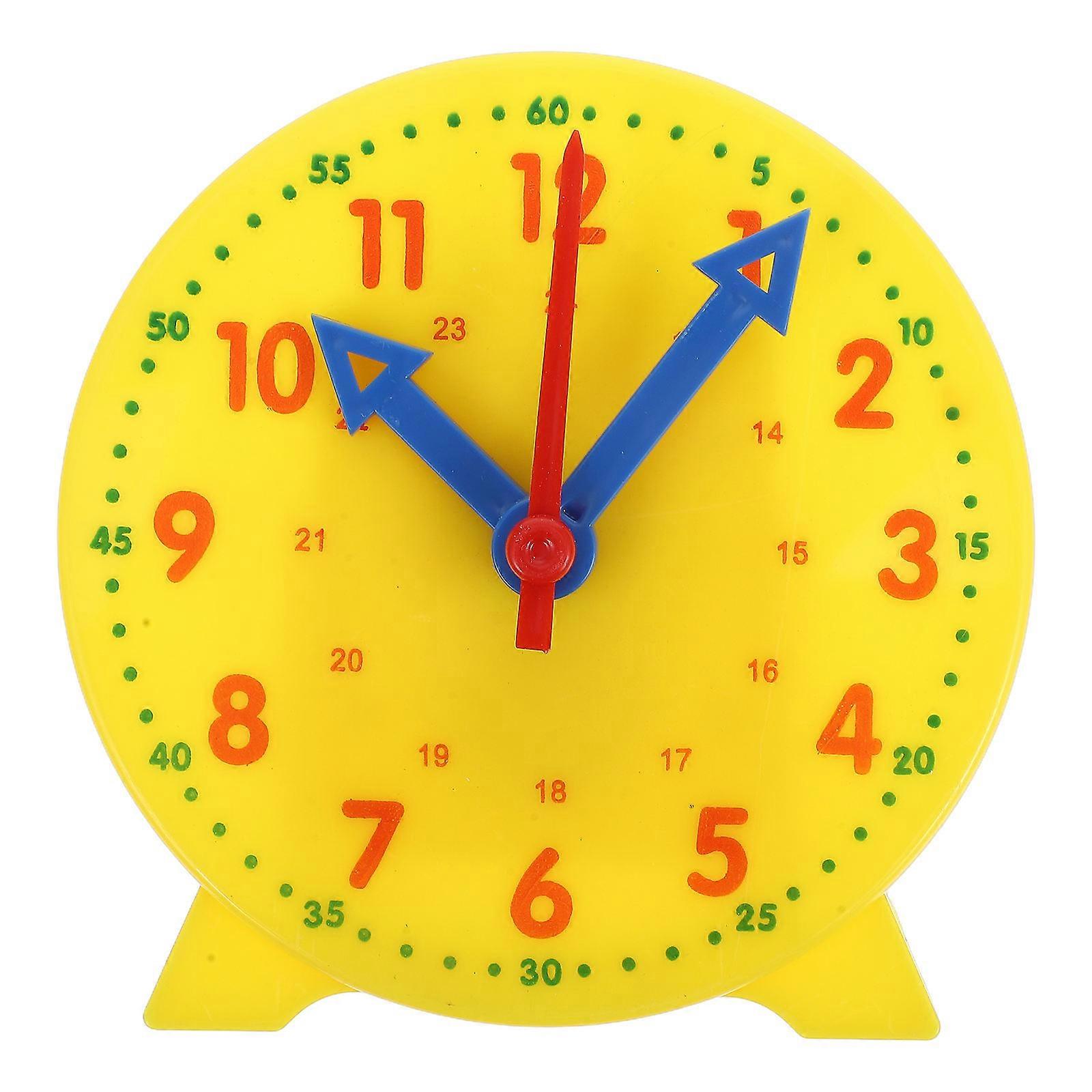 Yellow Educational Teaching Clock for Kids Learning Time with Interactive Design Plastic Toy for Decoration 12hour 24hour Markings