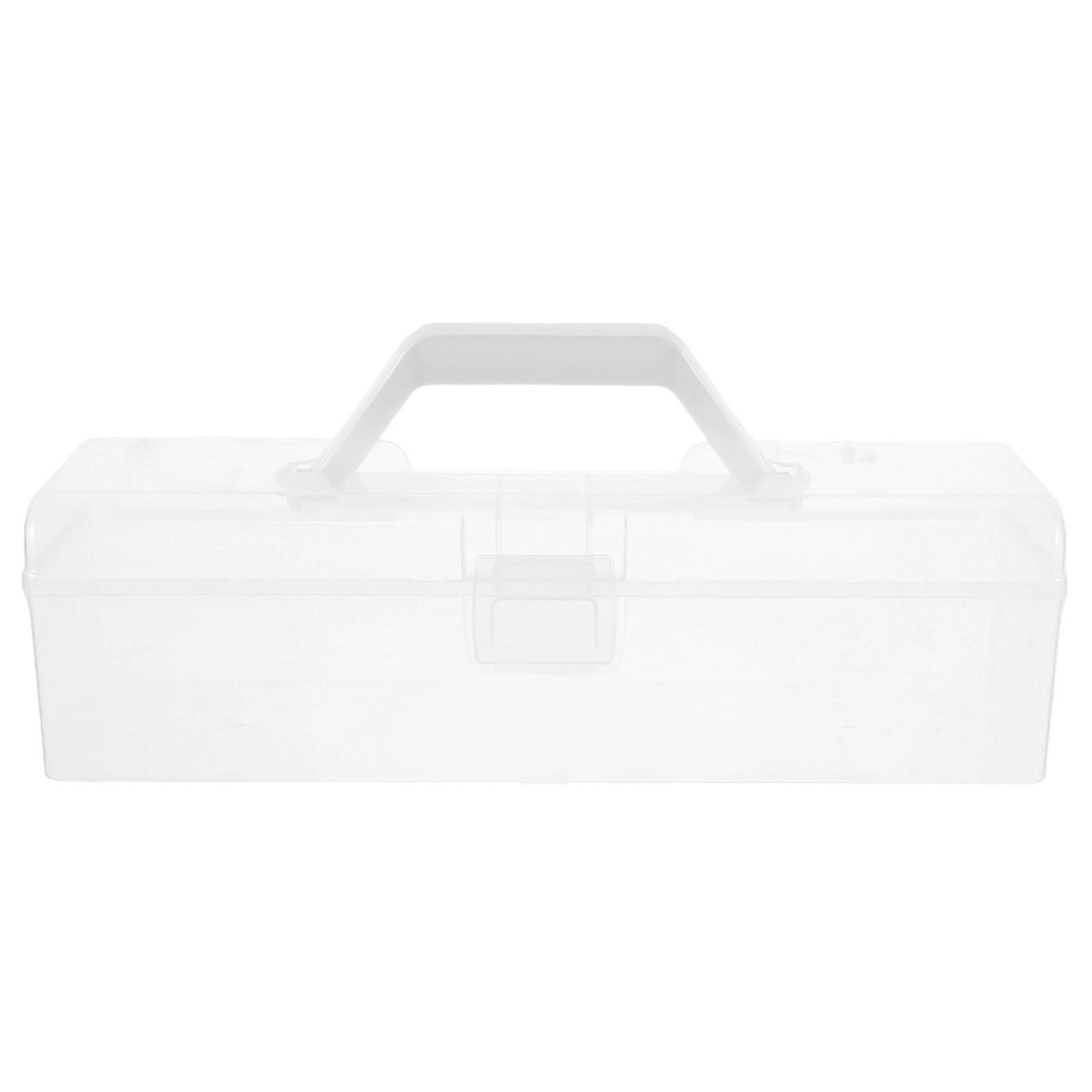 Transparent Plastic Storage Box for Home Clear Toolbox with Handle for Craft Supplies Sewing and