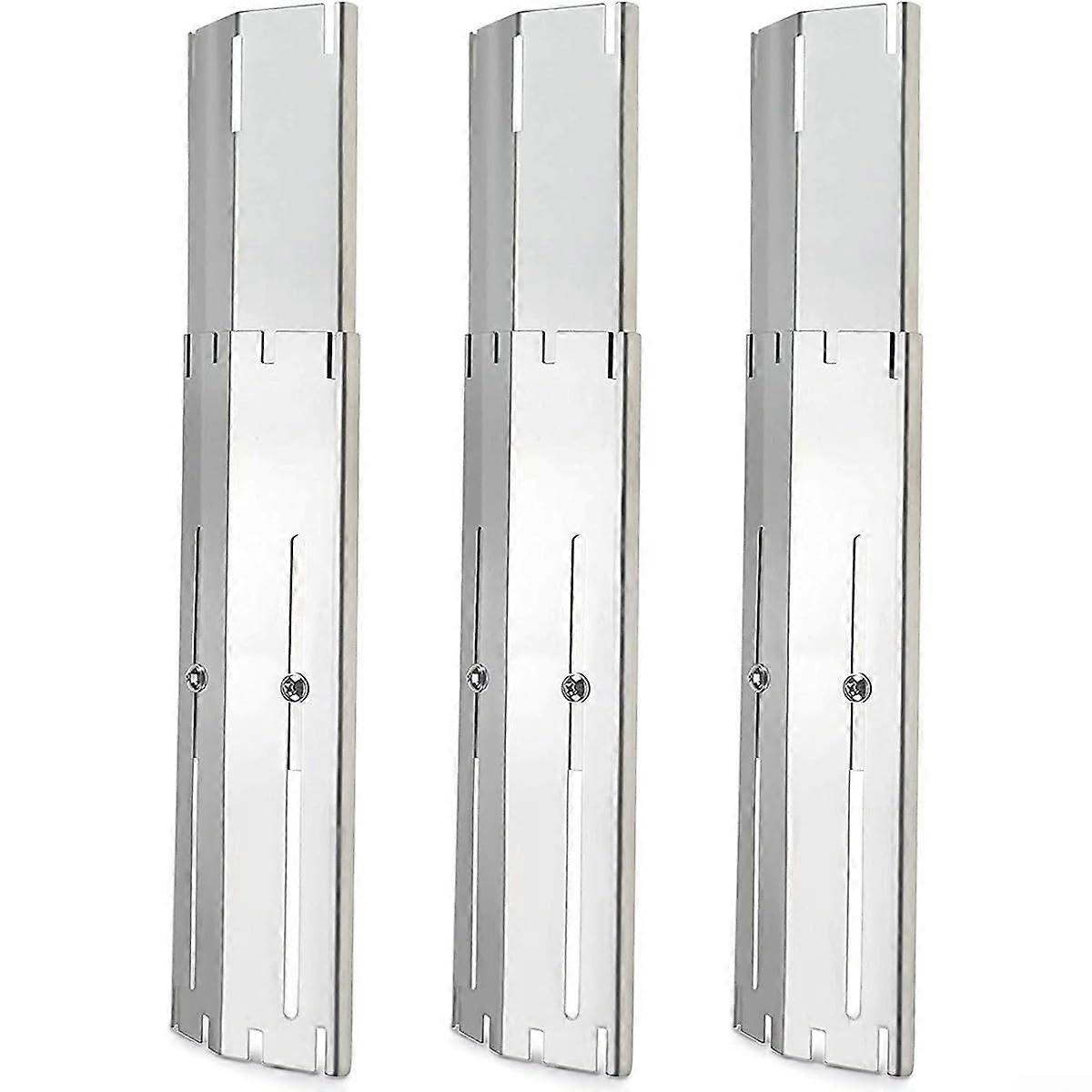 3 Adjustable Stainless Steel Grill Heat Shield Plates for Gas and Charcoal Grills, 18x6 Inches, Even Cooking Results