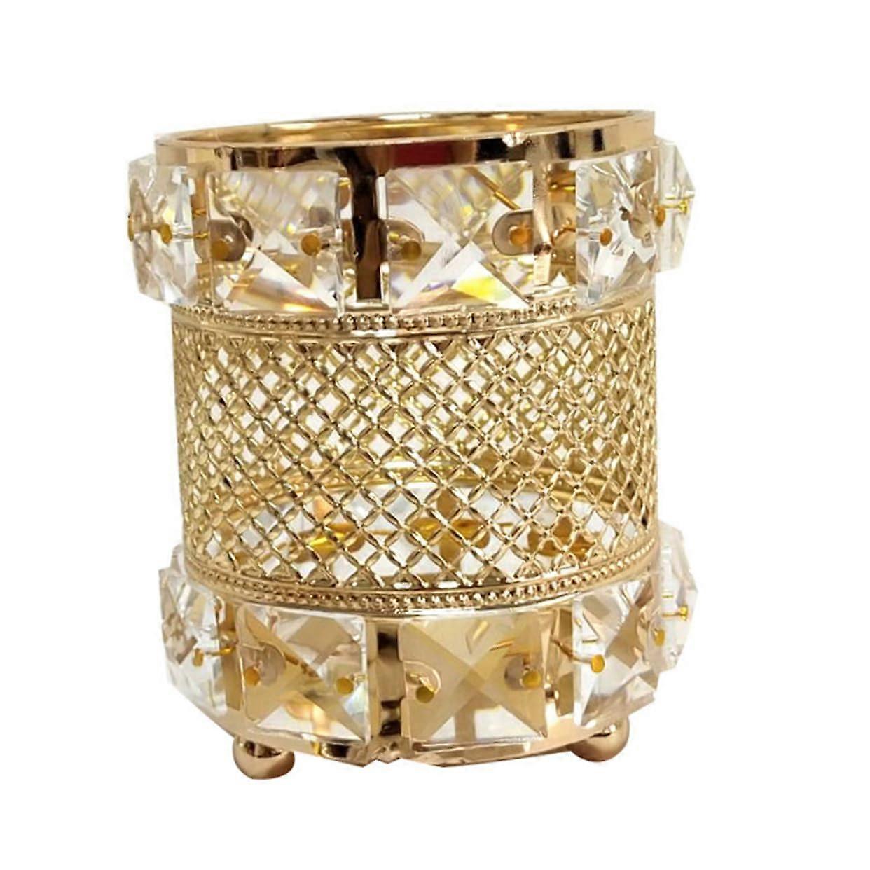 Gold Makeup Brush Storage Container - Creative Gold Pencil Holder and Organizer for Desk Decor and Cosmetic Organization