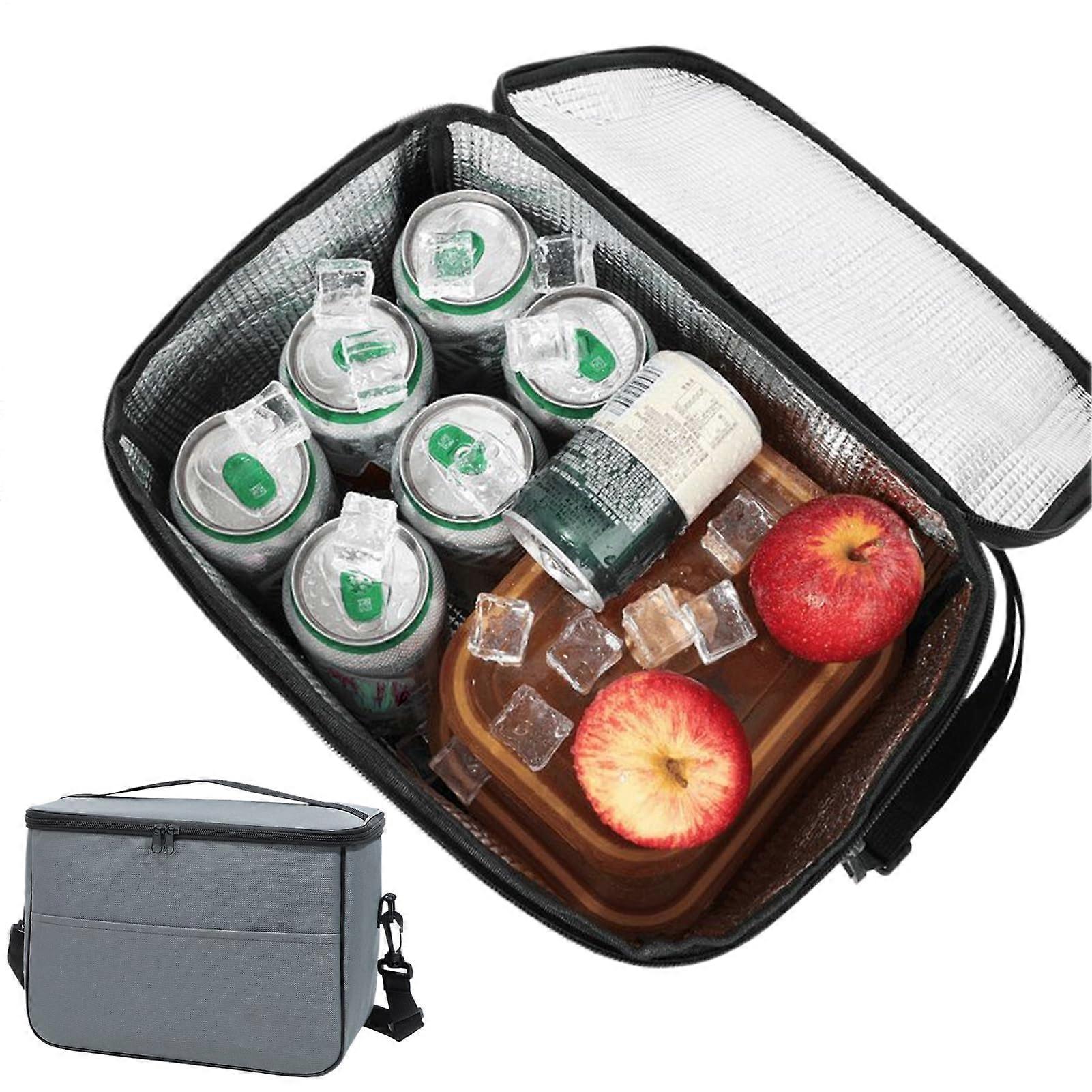 Insulated Lunch Bag with Adjustable Shoulder Strap  Waterproof FreezerSuitable Food Container for Work Camping Outdoor Gray