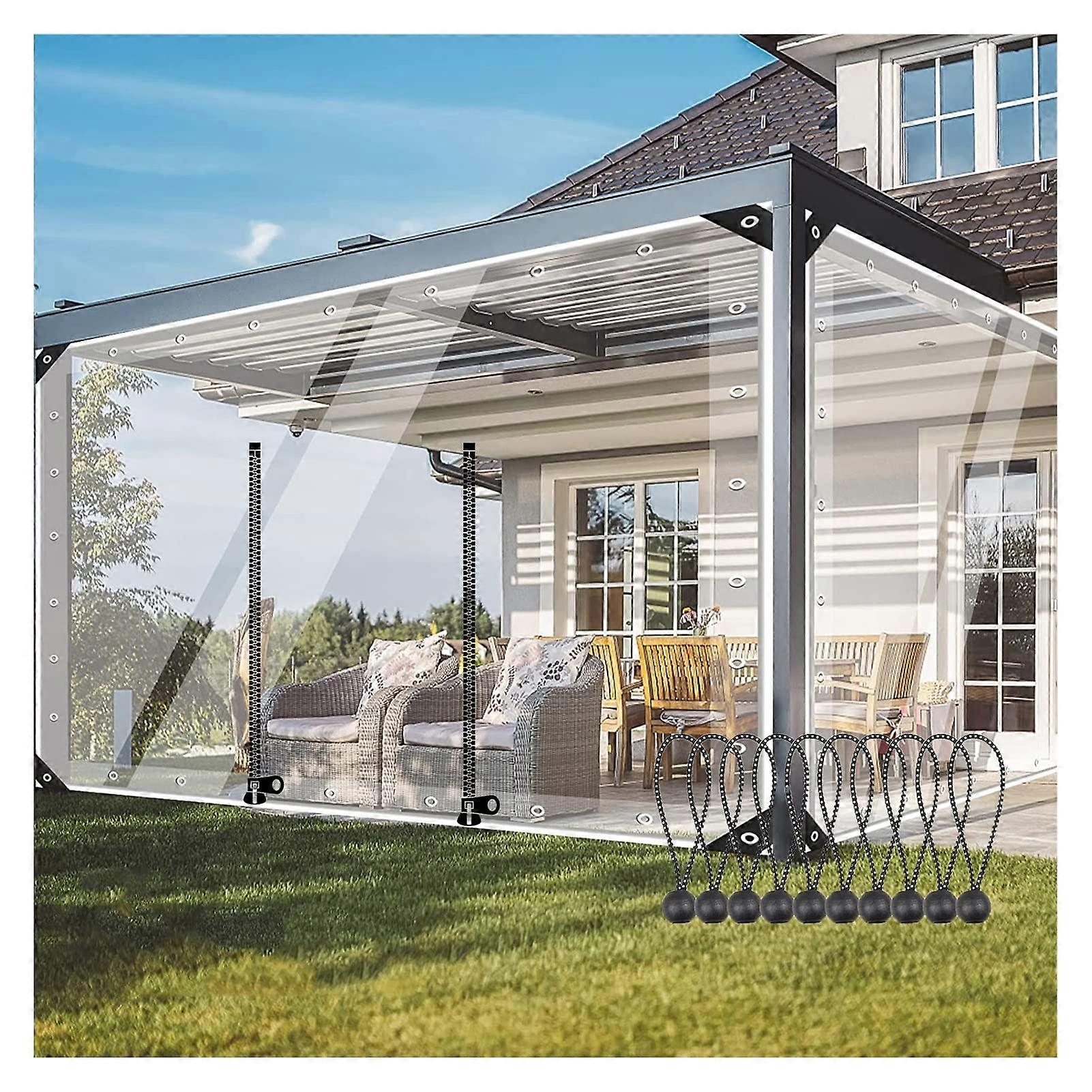 Vorhänge für den Außenbereich, transparente Planenvorhänge, wasserdichte Seitenwände mit transparenter Plane, mit Reißverschlusstüren, PVC-Regenvorhänge, Abdeckplanen Ref: 6932