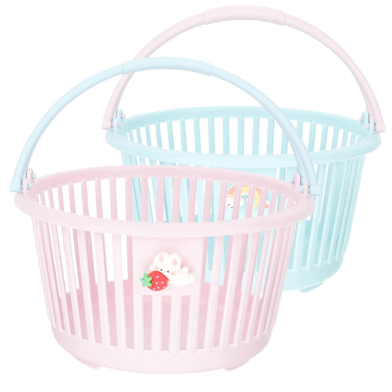 Plastic Storage Baskets with Handles for Organizing Sundries in Bathroom or Bedroom Assorted Color