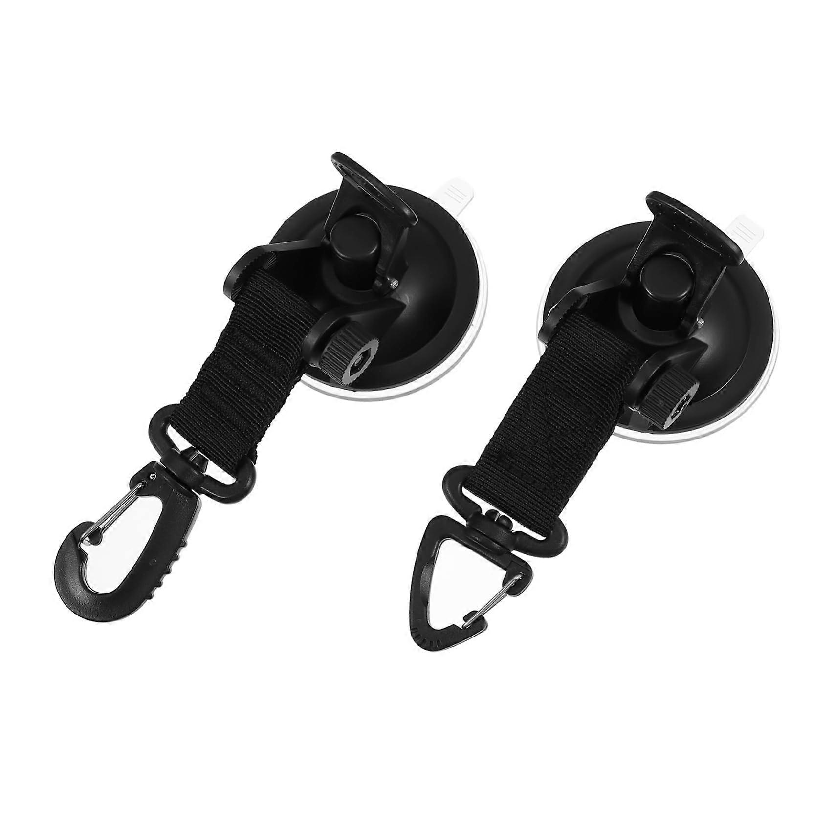 2-Piece Vacuum Suction Cup Hooks with Rotatable Knob and Removable Triangle Clip for Car Camping Multi-Purpose Fixing