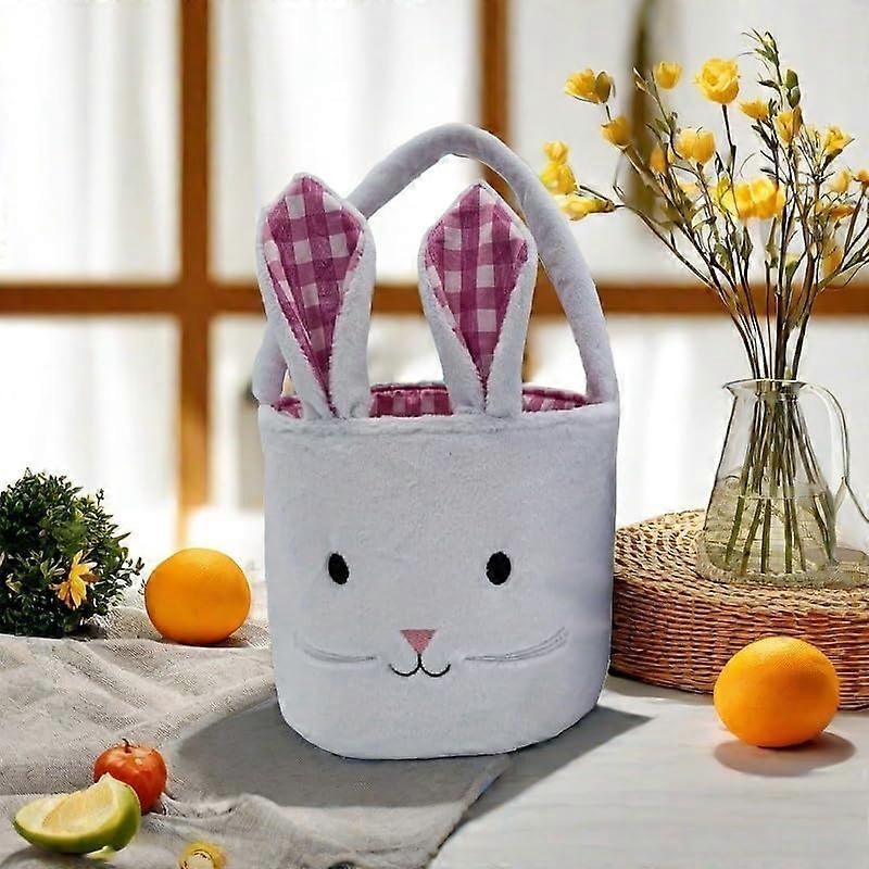 Easter Party Gift Storage Bag Easter Bunny Plush Basket with Bunny Ears