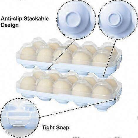 30-60 Grid Transparent Plastic Egg Box, Stackable Egg Rack for Fresh Eggs, Stuffed Egg Tray - 3 Pack