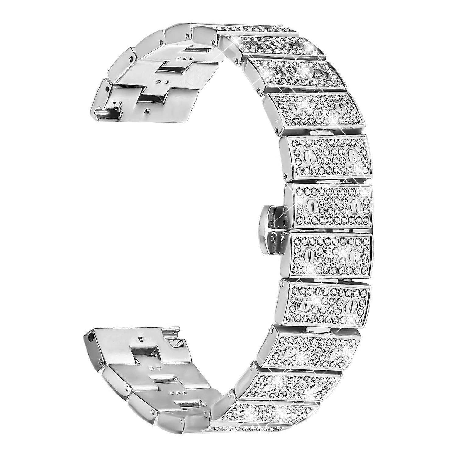 For Samsung Galaxy Watch 46mm Watch Band Alloy Metal Rhinestones Decor Strap with Butterfly Clasp -
