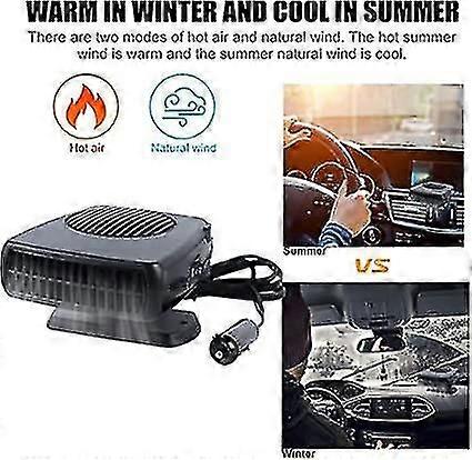 12V/24V Portable Car Heater, Defrosting Electric Fan Heater with Cigarette Lighter Plug
