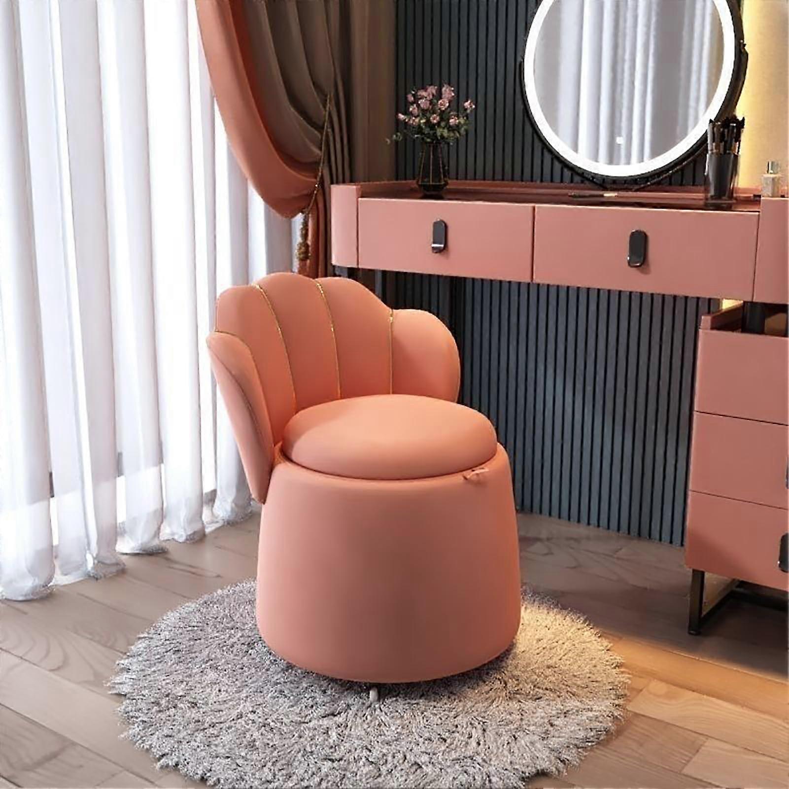 Modern Round Barrel Swivel Accent Chair with Storage Upholstered in Velvet Pink 17x17x24inch Ref: 6899