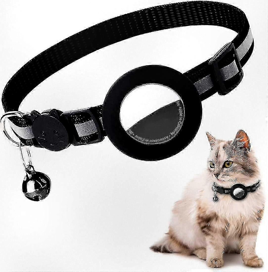 Reflective Cat Collar with Bell and Waterproof Holder for Airtag Tracking