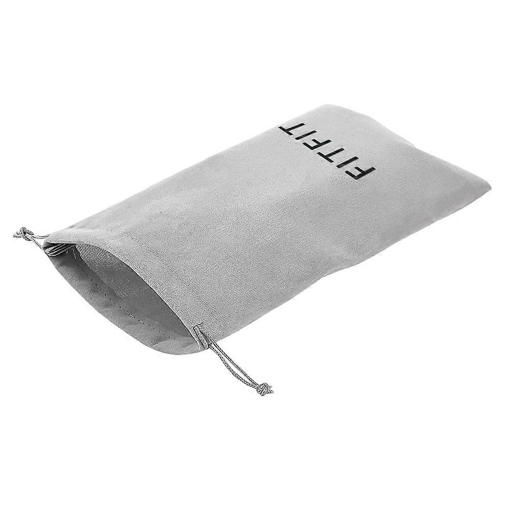 FITFITT Grey Drawstring Storage Bag - Portable Flocked Pouch for Electronics & More