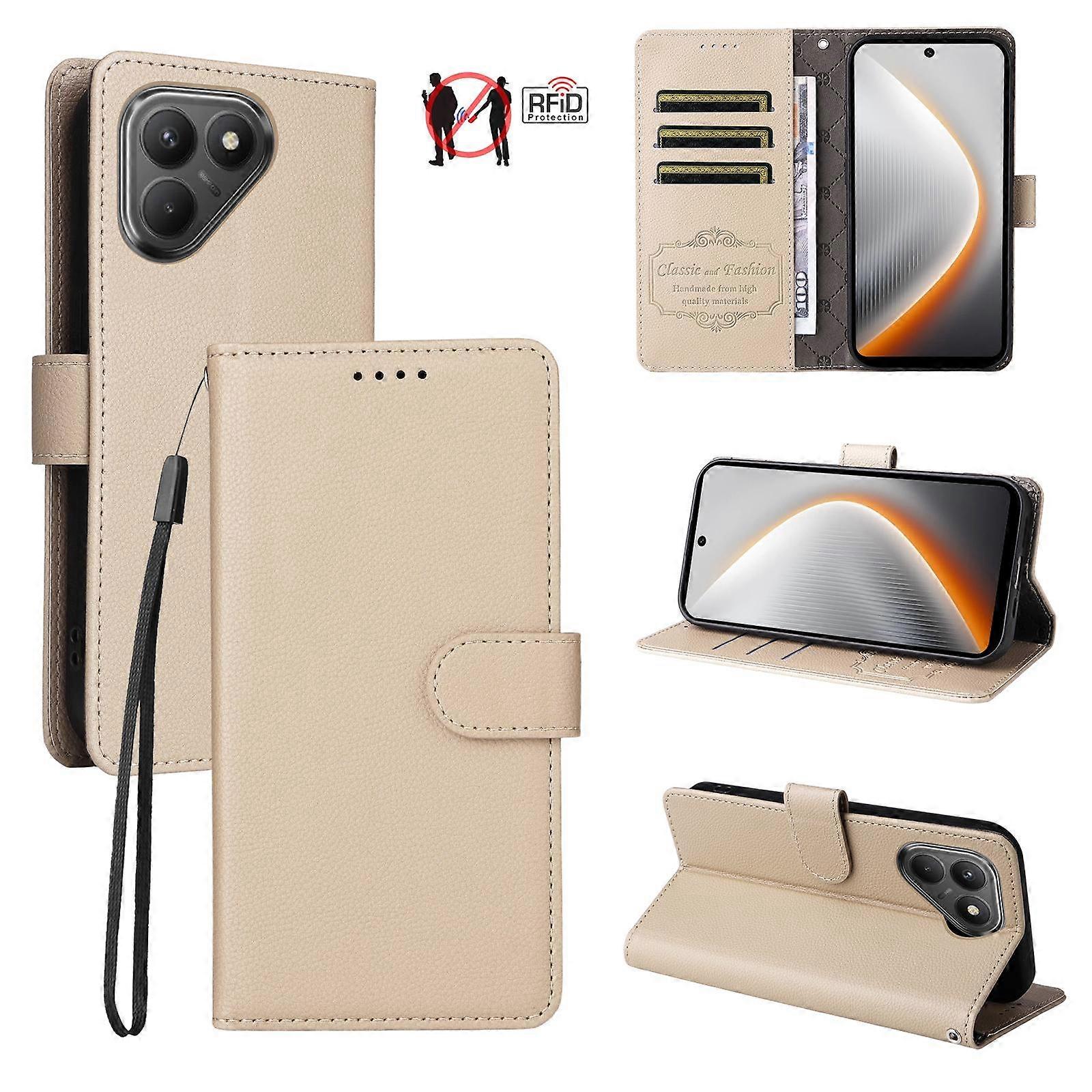 Litchi Texture RFID Blocking 3-Card Wallet Leather Phone Case