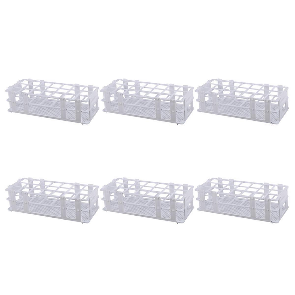 6X Plastic Test Tube Rack for 30mm Tube, 21 Well, White,Detachable (21 Hole)