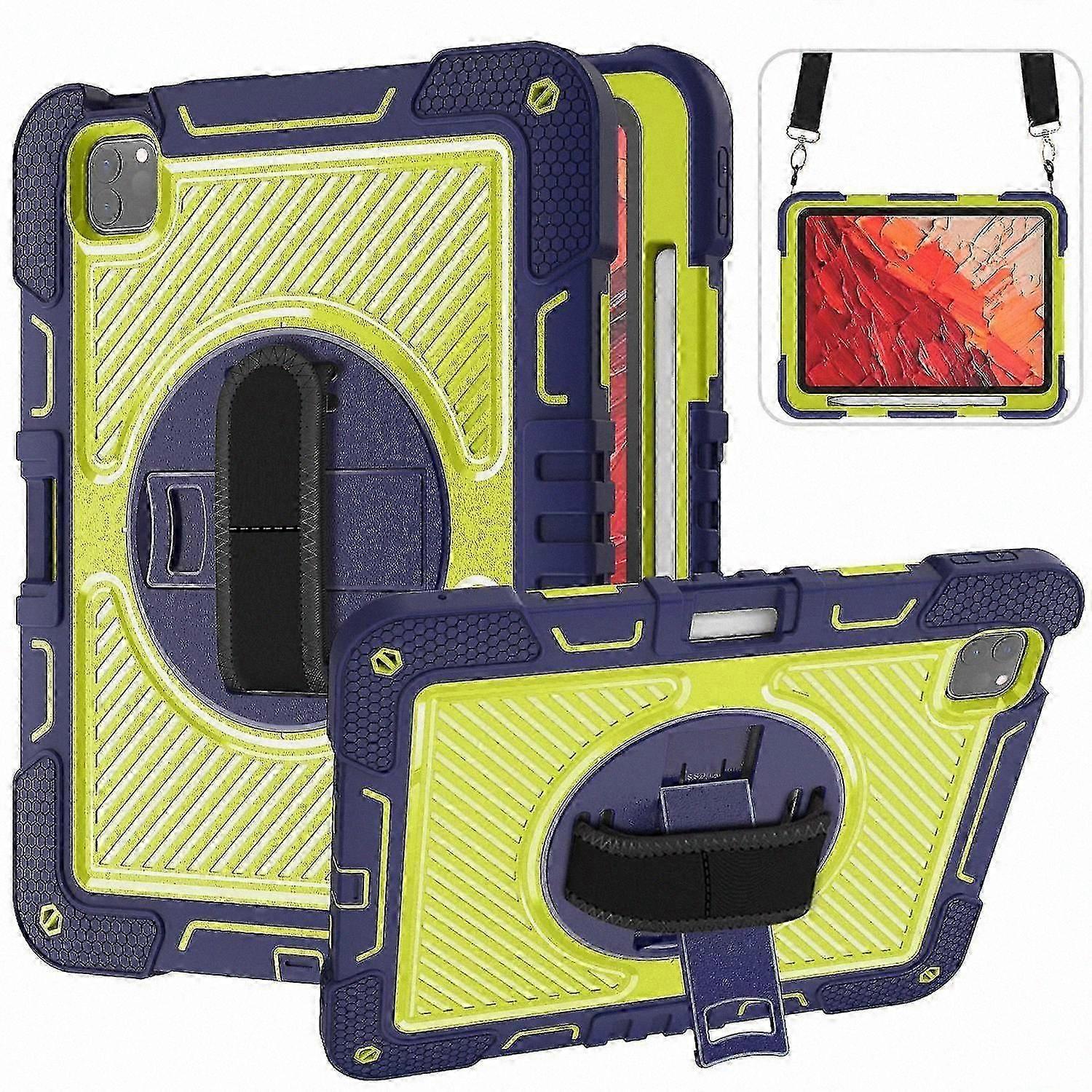 Silicone and PC Hybrid Case with Kickstand for 11-inch Tablet (2024 Model) - Includes Hand and Shoulder Strap, Purple