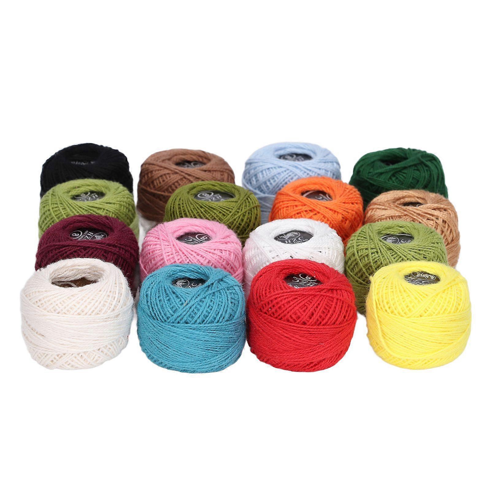 16Pcs Crochet Thread Sturdy Durable Rich Bright Color High Luster Wide Application Crochet Cotton