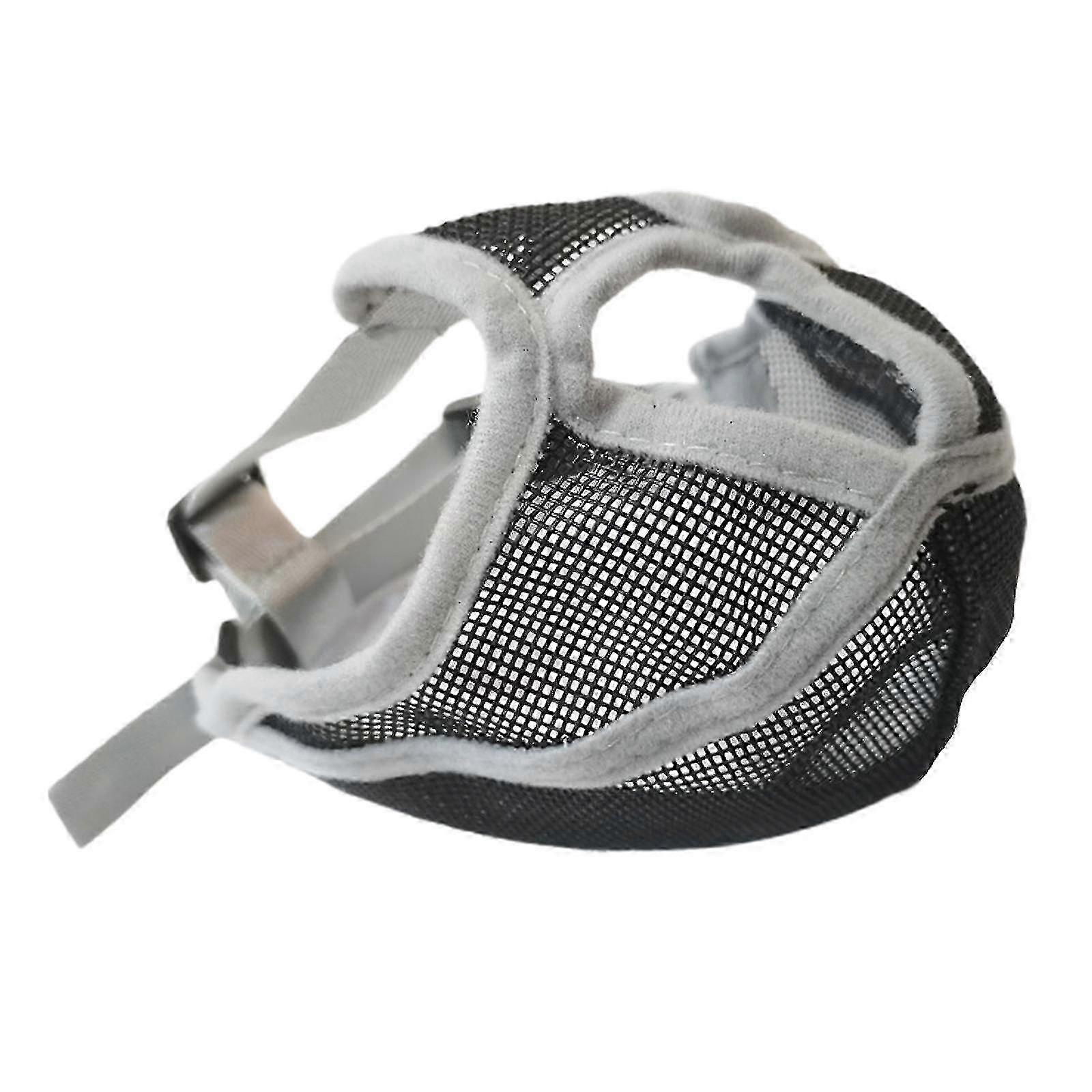 Breathable Mesh Dog Muzzle for Short Snout Breeds, Adjustable, Size L, Grey
