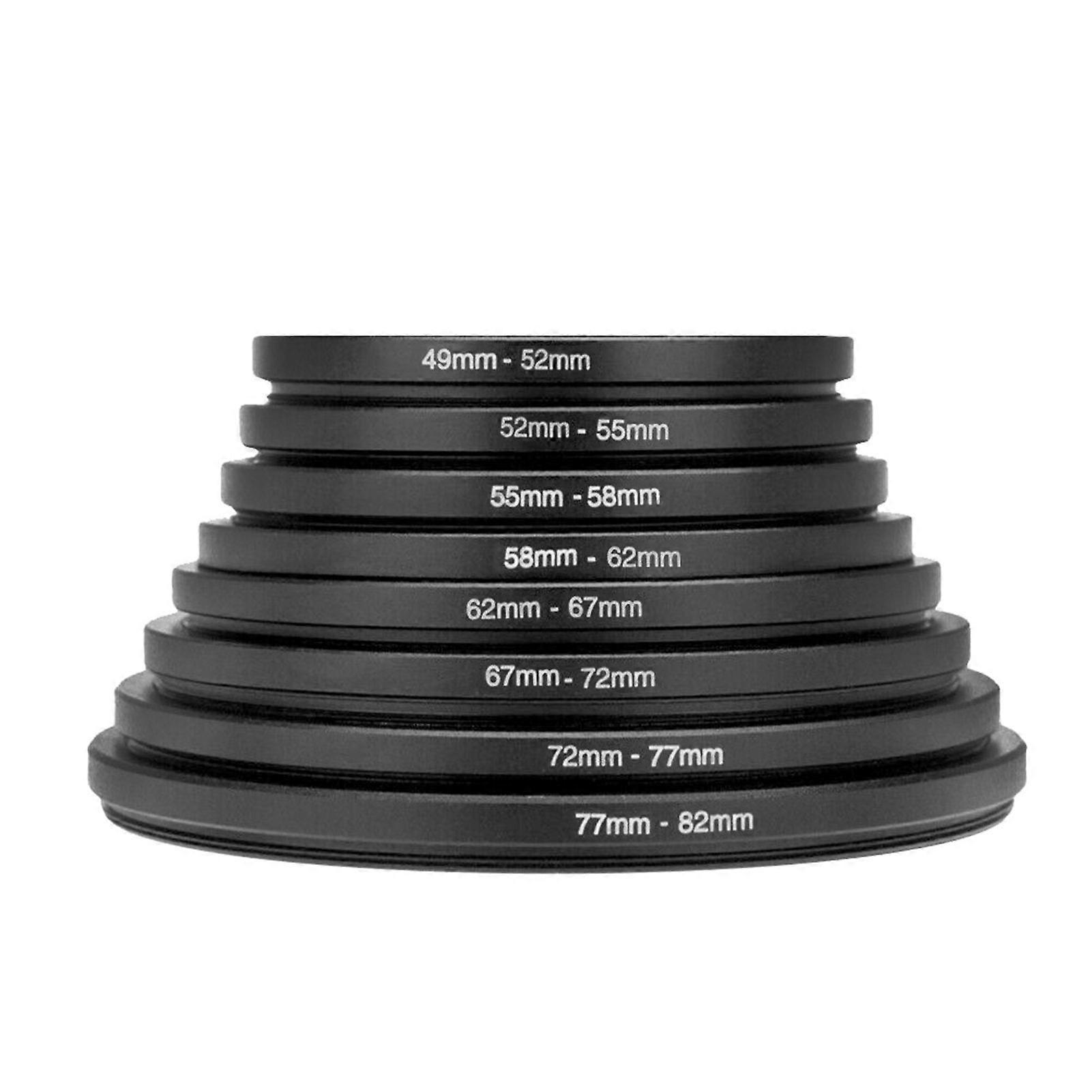 8 PCS Metal Step Up Rings Universal Lens Filter Adapter Set 495255586267727782mm