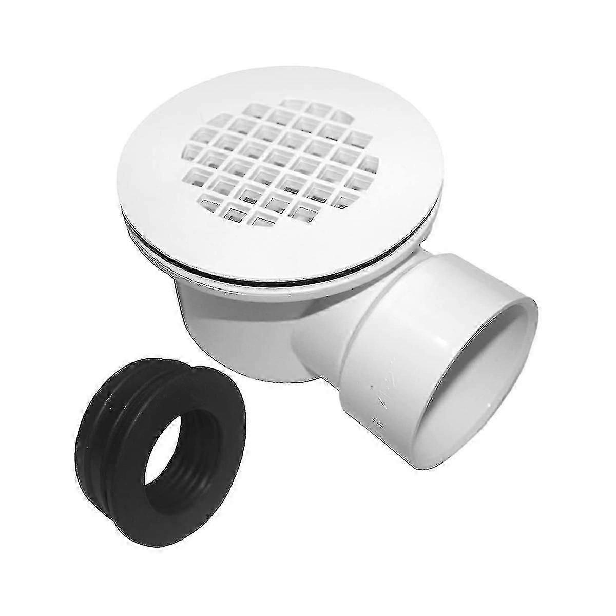 Low Profile Shower Drain with Perforated Strainer and Side Outlet for Efficient Water Flow
