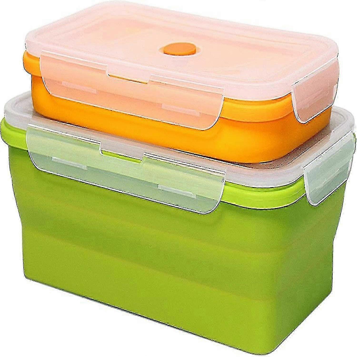 2025 Extra große Silikon-Lebensmittelbehälter 2er-Set, zusammenklappbare Lunchbox mit Deckeln für Küche, Außenbereich und Wohnmobil -HK729