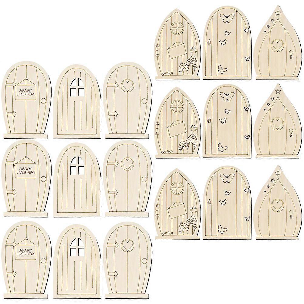 36pcs Unfinished Wood Gates Cutouts Blank Wood Pieces Mini Door Shaped Slices for Diy Projects