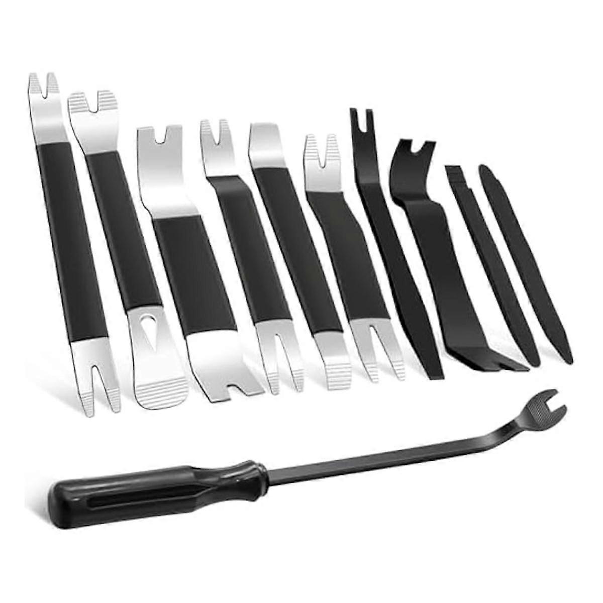 11PCS Auto Trim Removal Tool Kit,Metal Auto Fastener Remover Pry Bar Trim Remover Kits for Dashboar