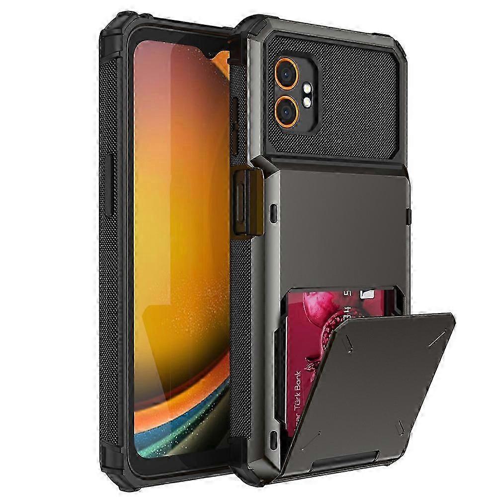 Samsung Galaxy XCover7 Pro ケース PC + TPU デュアルレイヤー バック電話カバー カードホルダー付き