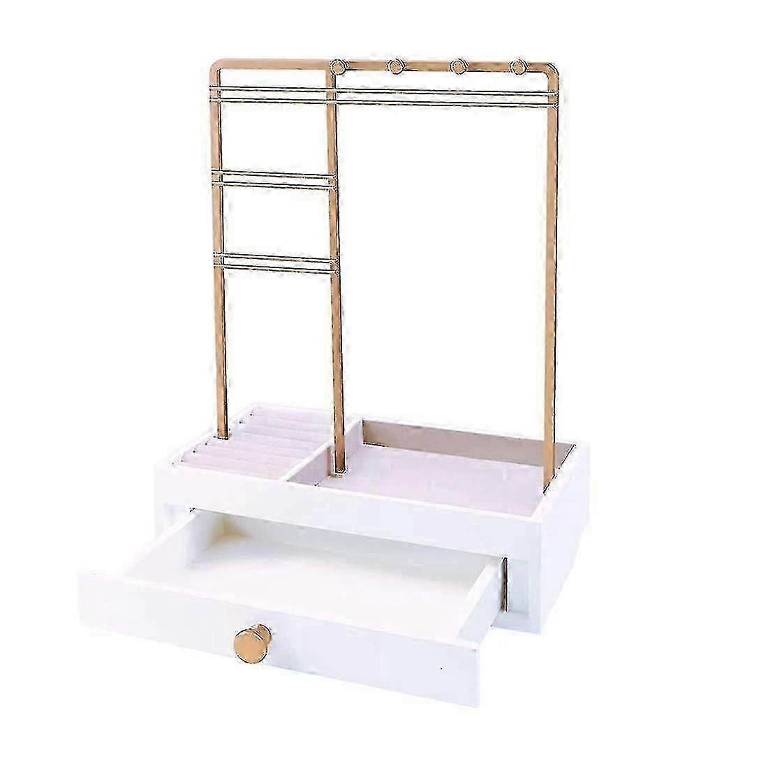 大きな収納デスクトップジュエリースタンド2025を備えた白いジュエリー収納ラック