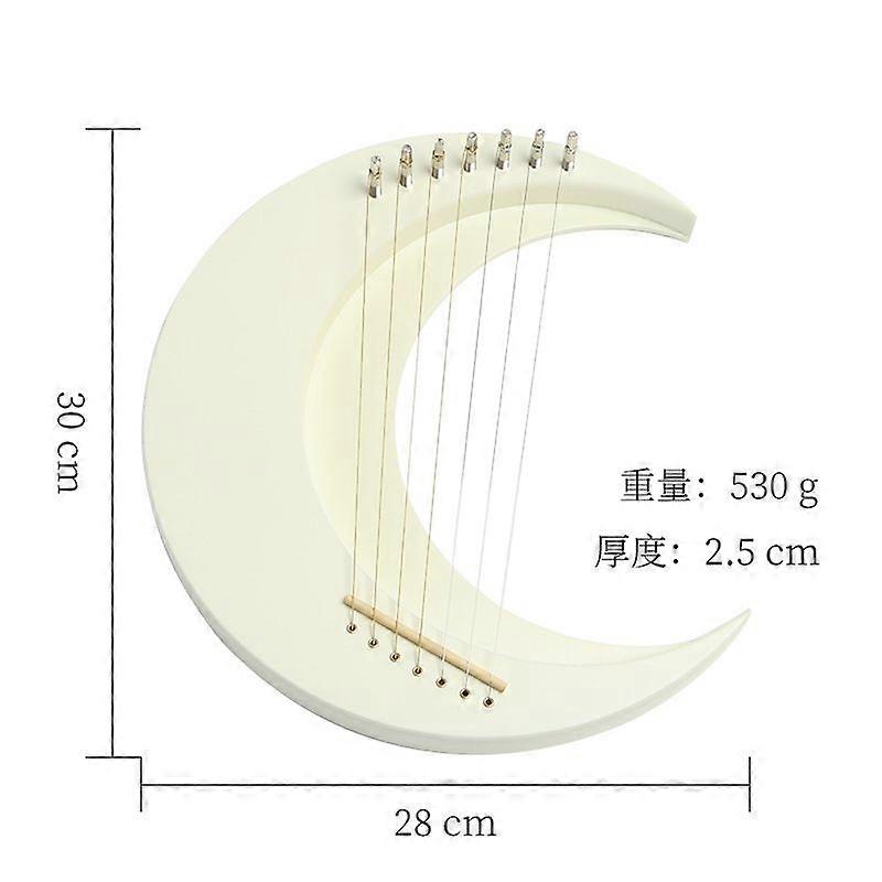 Moon Lyre Harp 7 String Wooden Lyre Instrument with Tuning Wrench Funny Musical Instrument for Beginners Music Lovers Home Travel Music Practice