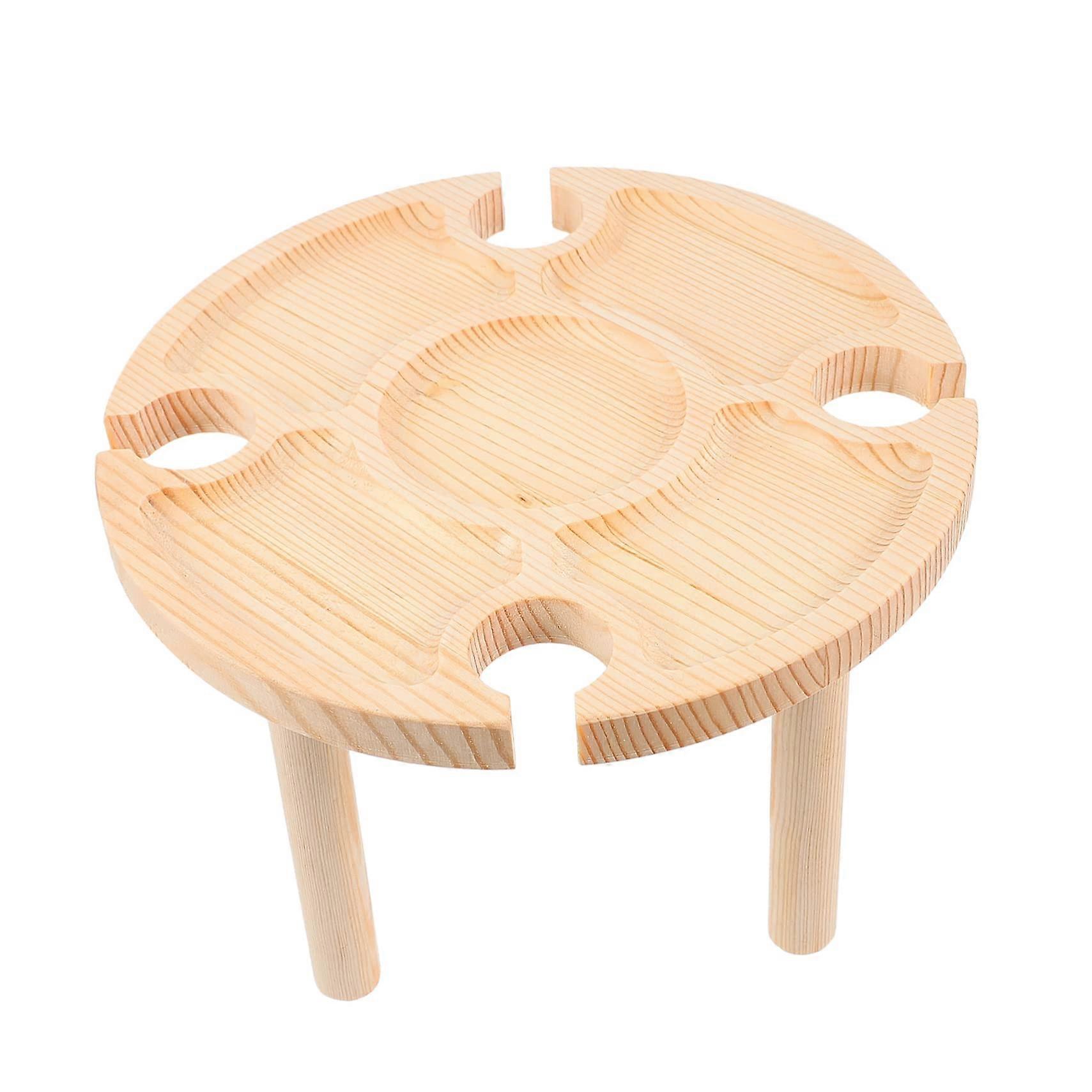 1Pc Round Wine Table Portable Outdoor Snack Desk for Beach Picnic Lightweight Serving Table with Stable Legs for Storage for Gatherings Parties