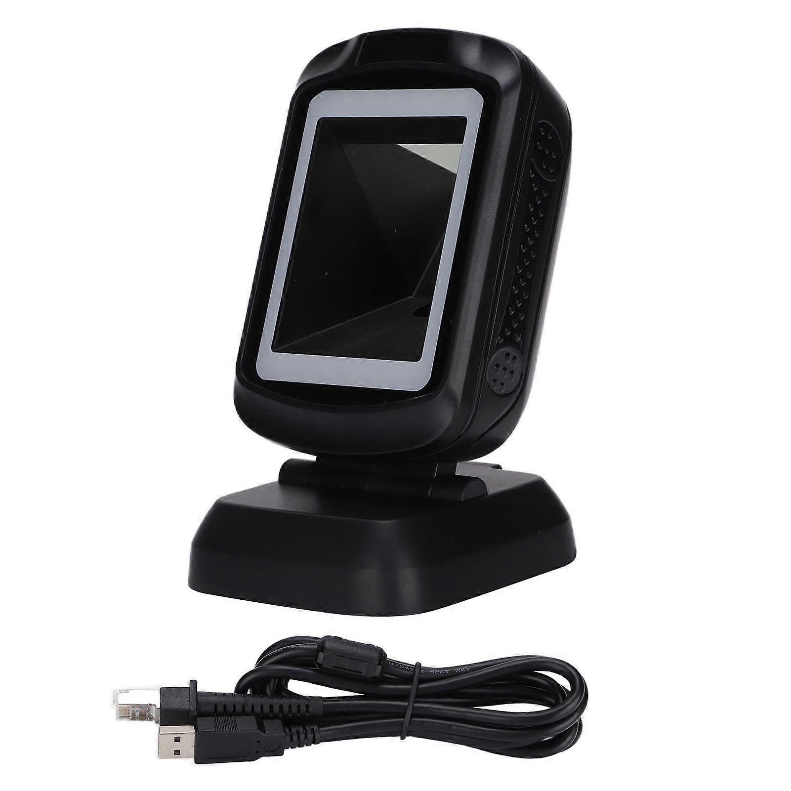 Desktop Barcode Scanner with LED Red Light, 2D/1D Support, Multi-Language, Quick Response