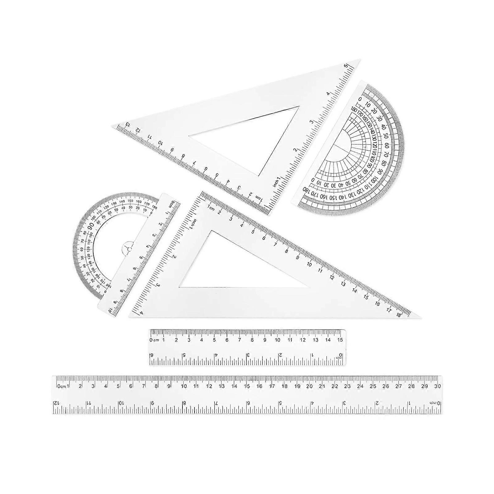 Multifunctional Math Geometry Tool Student Geometry Math Drafting Tools Includes Straight Ruler Protractor Set Square Multicolor