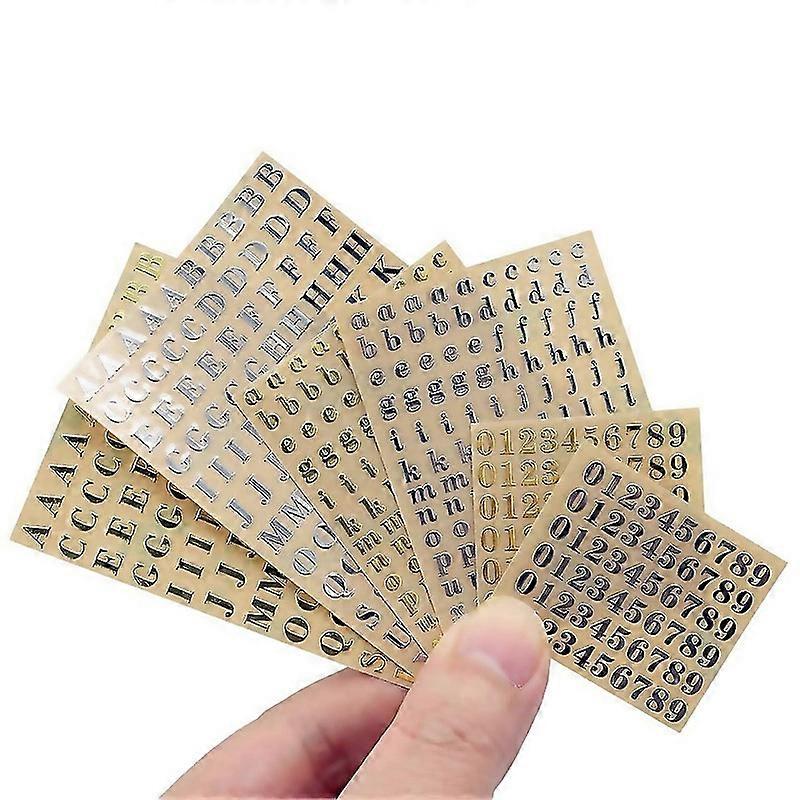 For 6 Sheets Small 018 Inch Alphabet Number Stickers Glitter Alloy Self Adhesive Letters Stickers Go