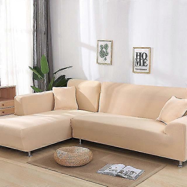 Stretchable Grey Sofa Cover for L-Shaped Sofas with Chaise Longue Protector