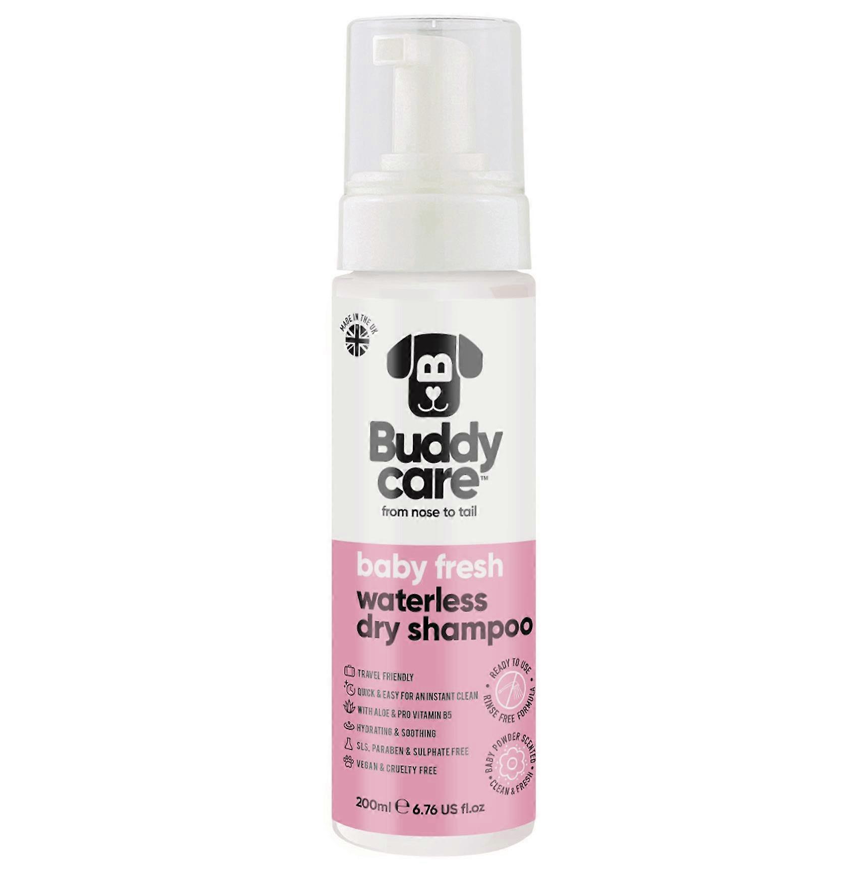 Buddycare - Wasserloses Trockenshampoo für Hunde - Baby Fresh - 200 ml