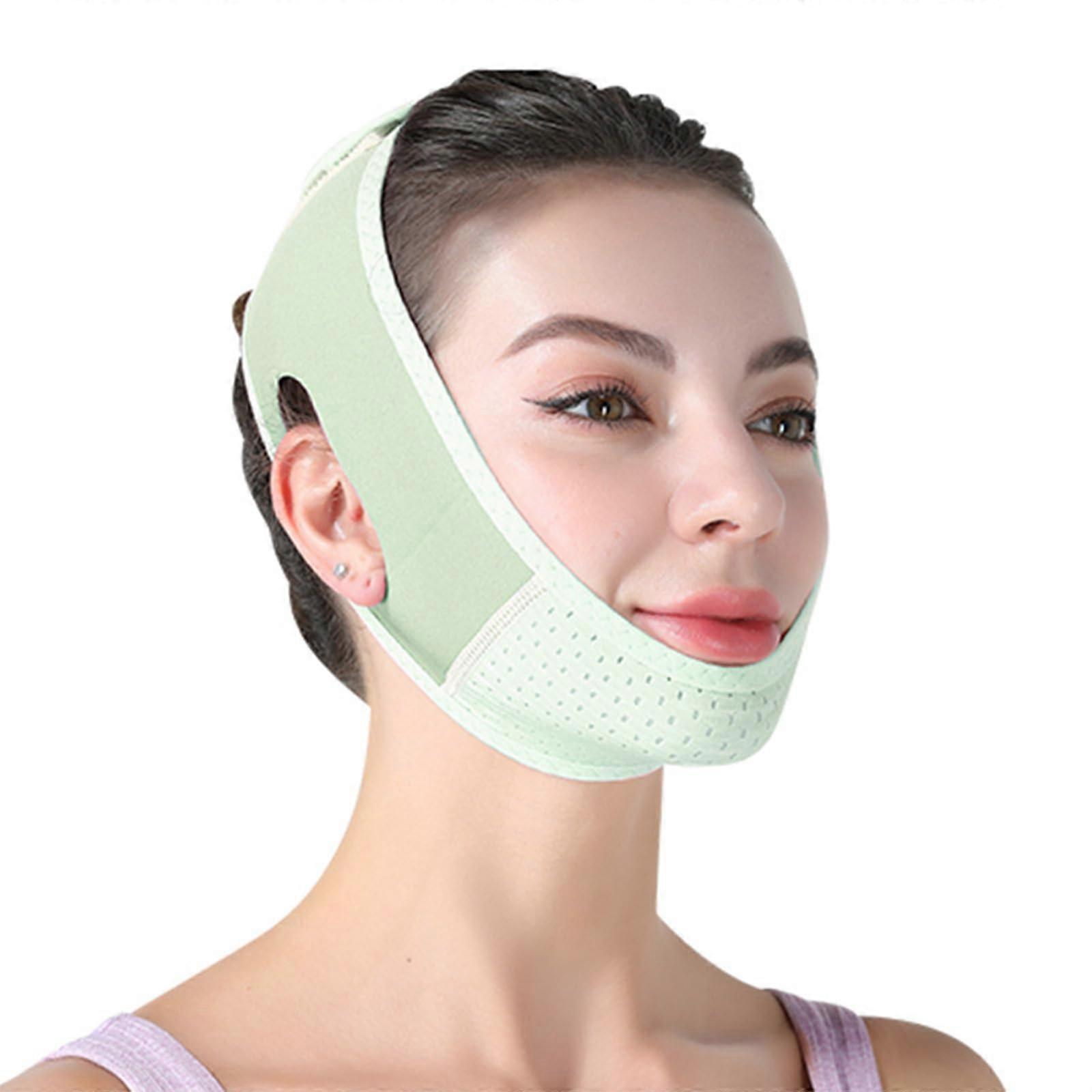Jaw Line Enhancer Strap Adjustable Jaw Line Shaper For Home Or Office Use V Face Slimming Bandage Green Chin Strap