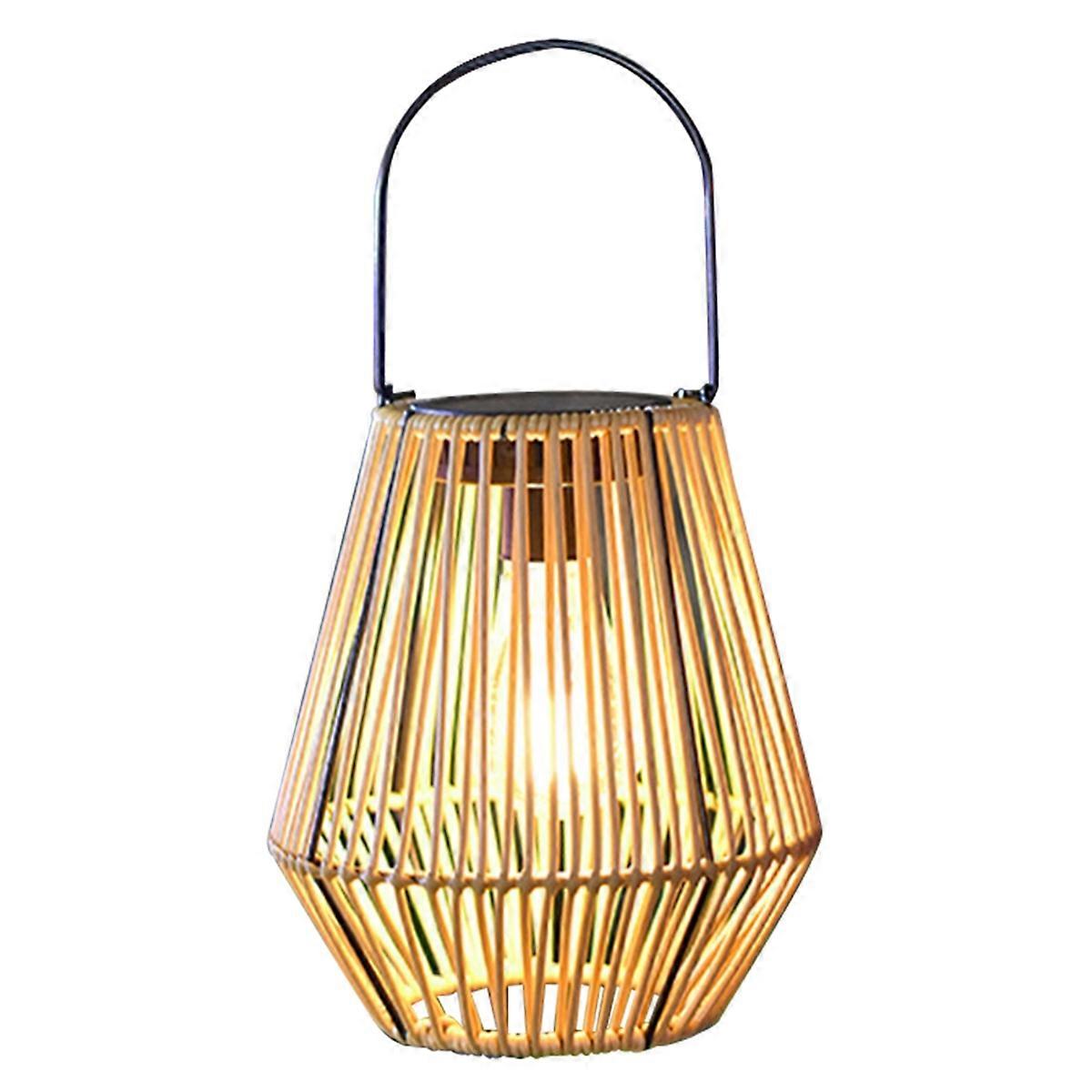 Solar Lantern IP65 Waterproof Hanging/Standing Outside Big Rattan Solar Light with Handle for Garden Patio Courtyard