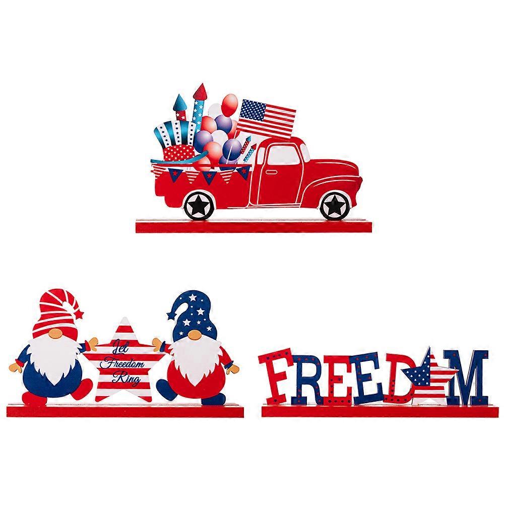 Independence Day Wooden Decor Patriotic Table Decor with 6Pcs Set
