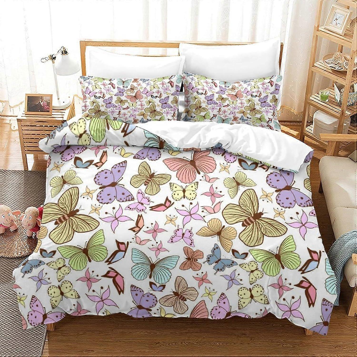 Bedding Floral Printed Bedding Set King Size Duvet Cover Super Soft Breathable Microfiber Quilt Cover with Pillowcase with Zipeer Closure Hypoallergen