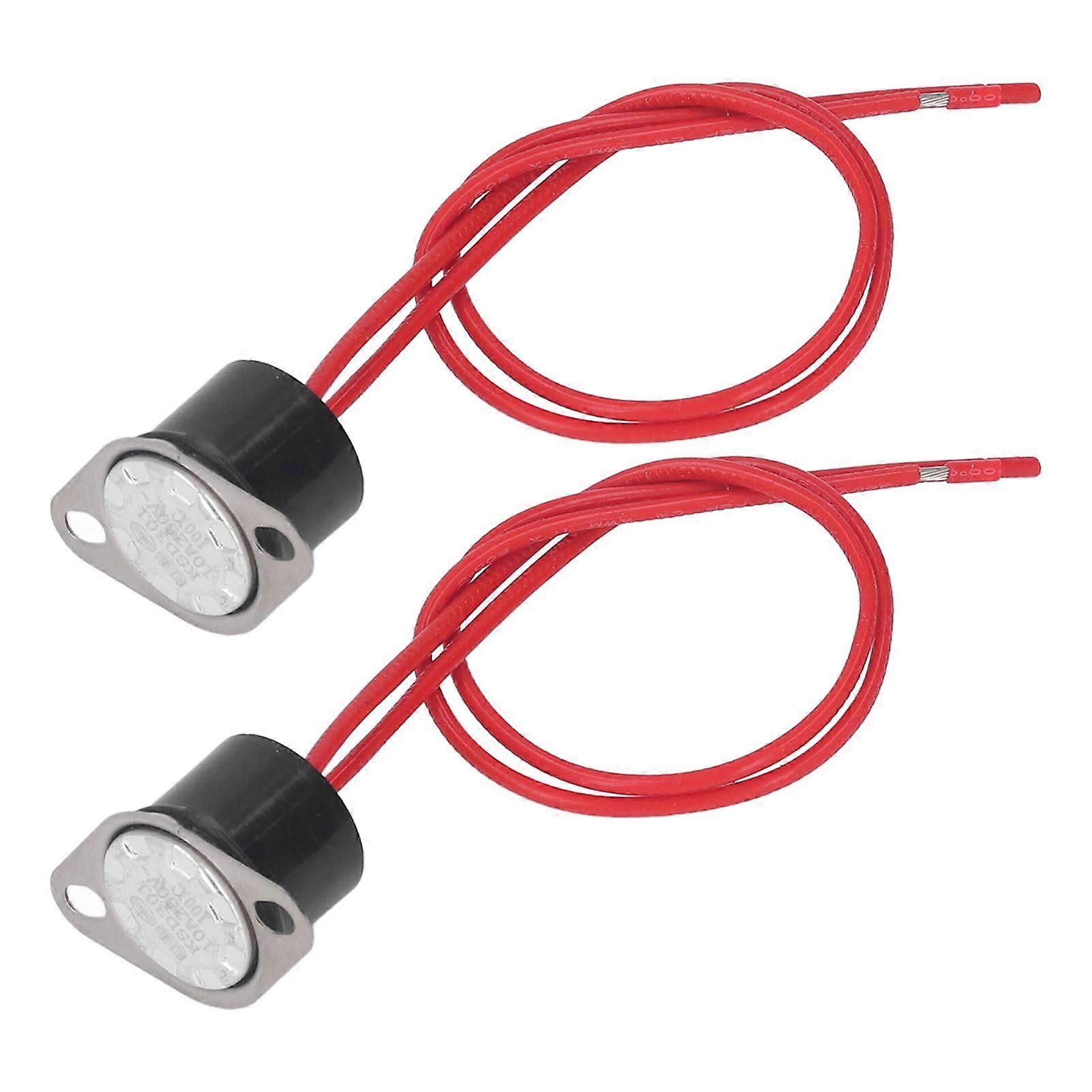 2 Pcs Thermal Control Switch Waterproof Bimetallic Sensor Quick Response Thermostat Temperature Switch 10A 250V