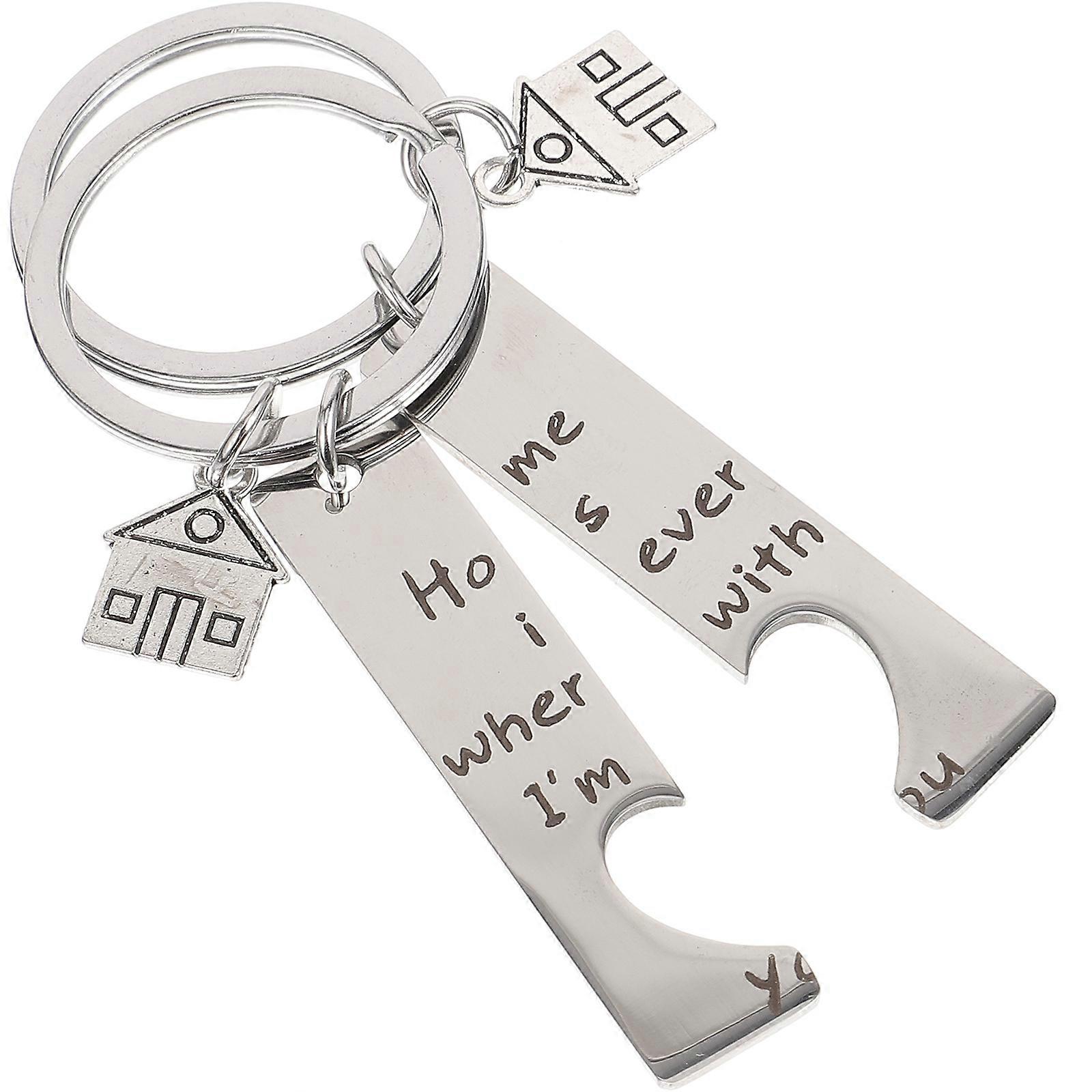 Metal Keychain Home Keychain for Decoration Use 2Pcs Silver Set