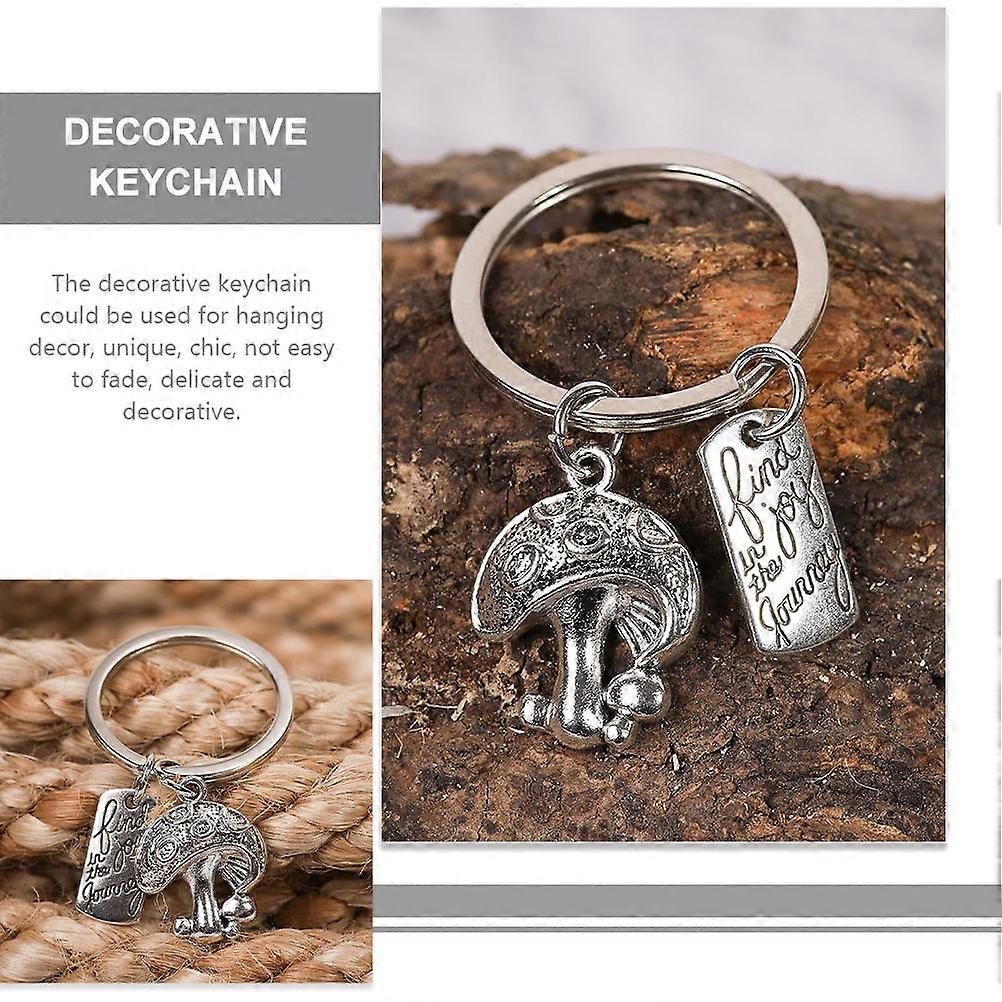 Portable Mushroom Keychain for Decoration Silver Metal Pendant Keychain