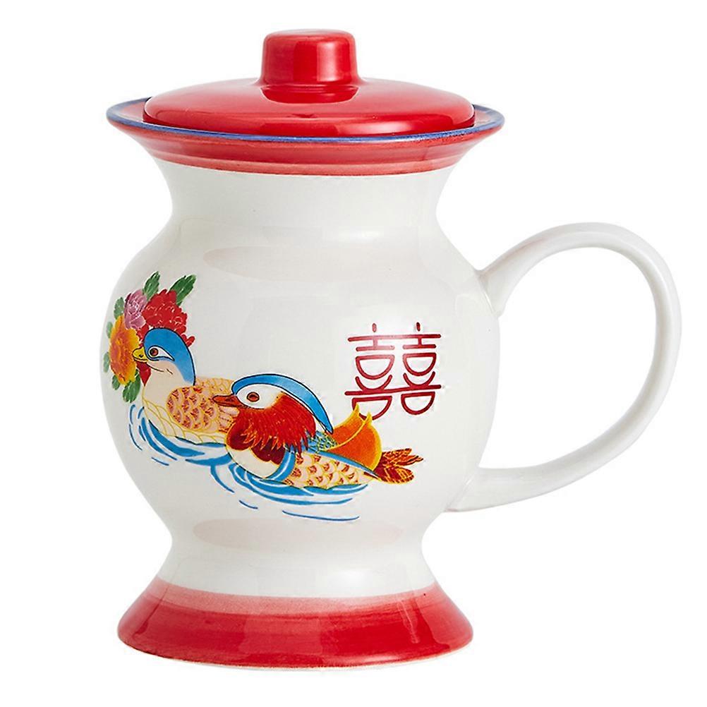 Creative Ceramic Water Mug for Drinks with Lid Office Use