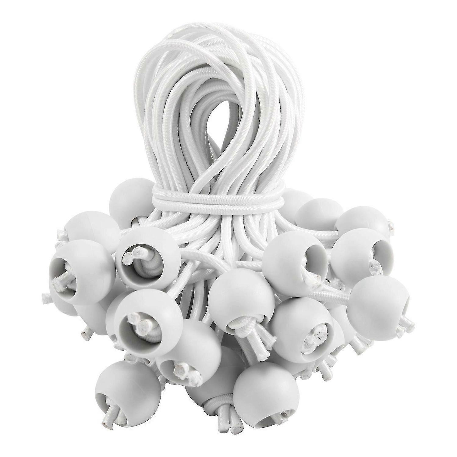 50 Pcs Bungee Cord with Balls Elastic Ties Bungee Toggles Ties(White)