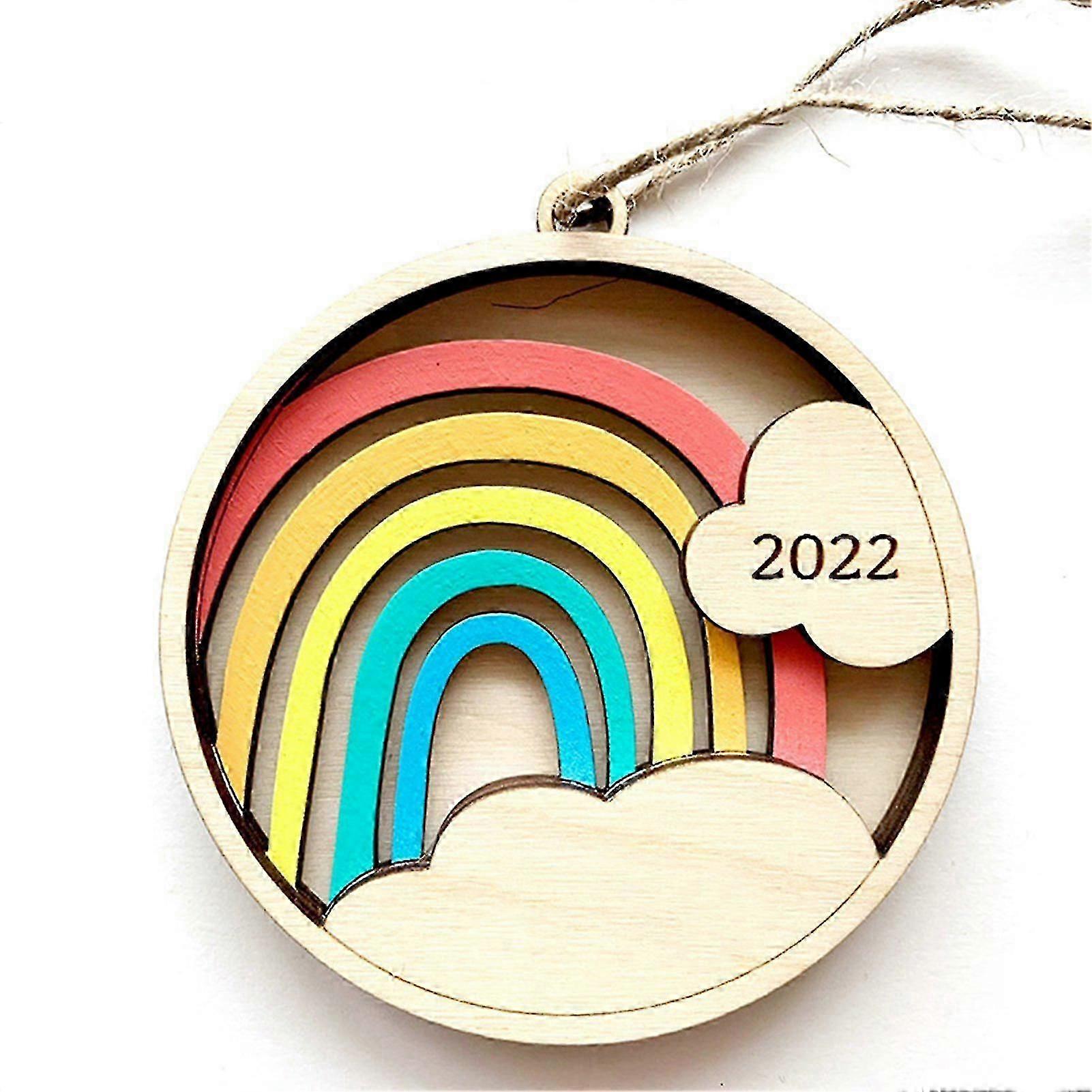 Rainbow Christmas Circular Decorations Diy Pendant Hanging Gift Christmas Decor-WG