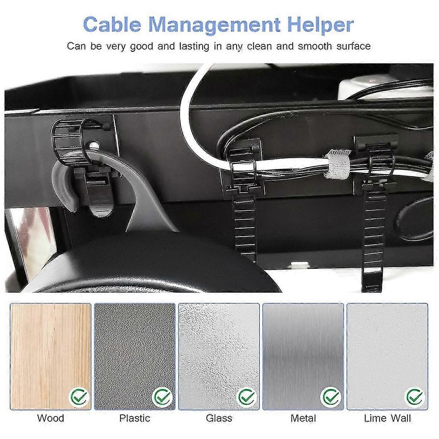 100PCS Adjustable Adhesive Cable Ties Cable Clips, Self-Adhesive Nylon , Adhesive Cable Management C