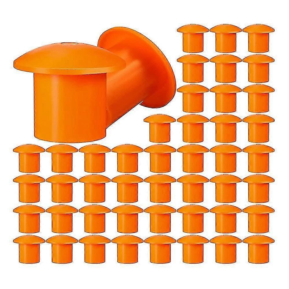 100 Pcs Mushroom Rebar Cap Plastic Mushroom Rebar Safety Caps For Rebar 3 To 7, Orange Color, 2.36